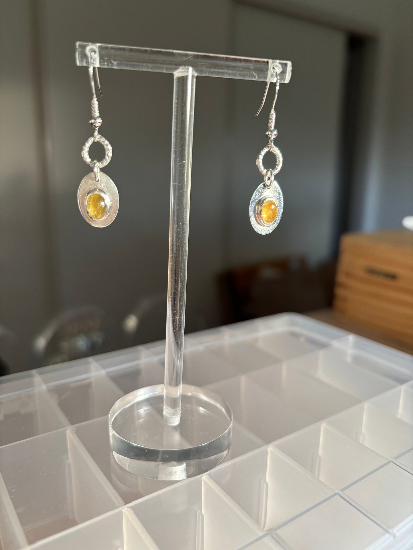 Natural Yellow tourmaline 925 sterling silver earrings