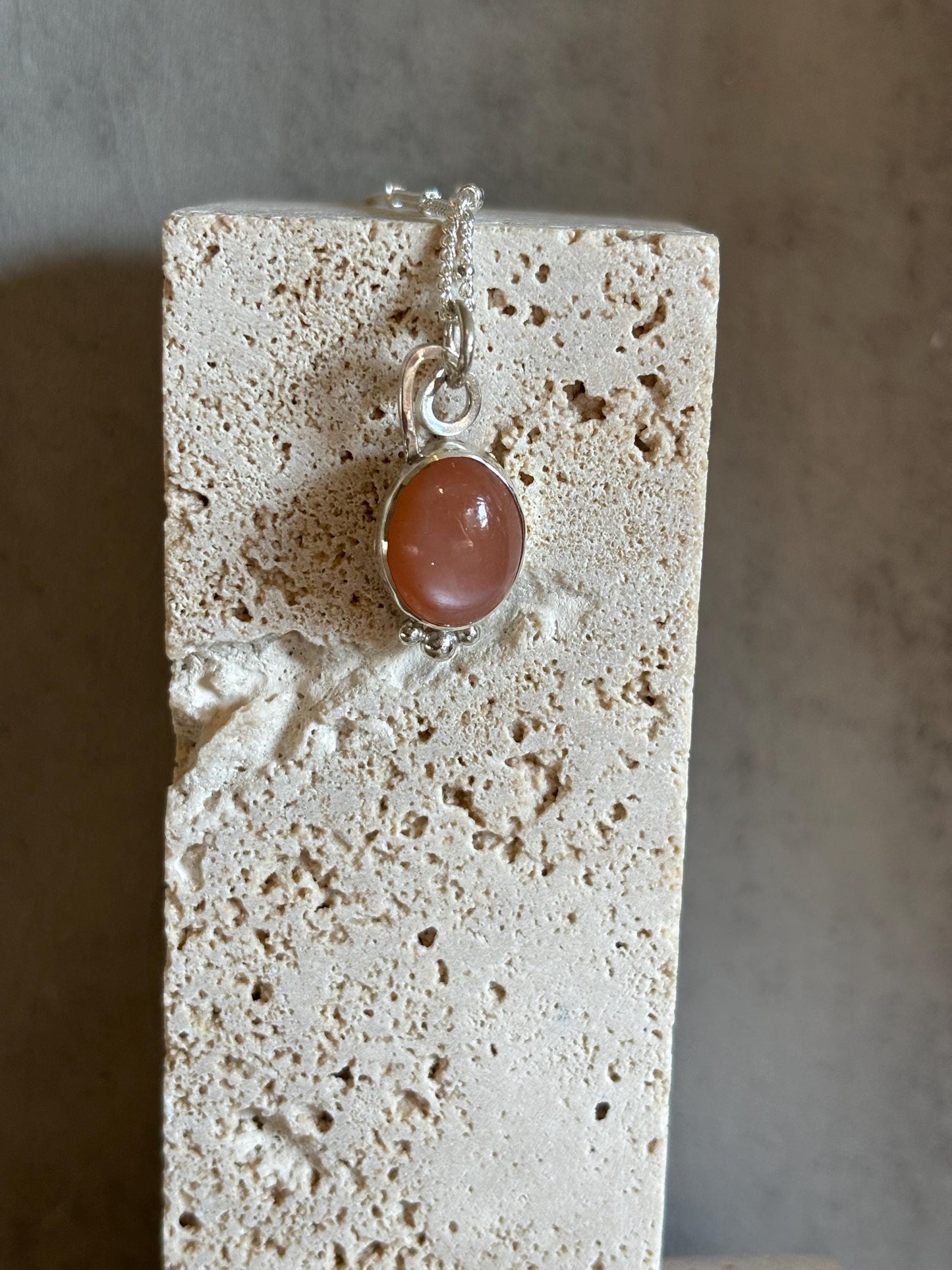 Caramel moonstone stone 925 sterling silver charm necklace