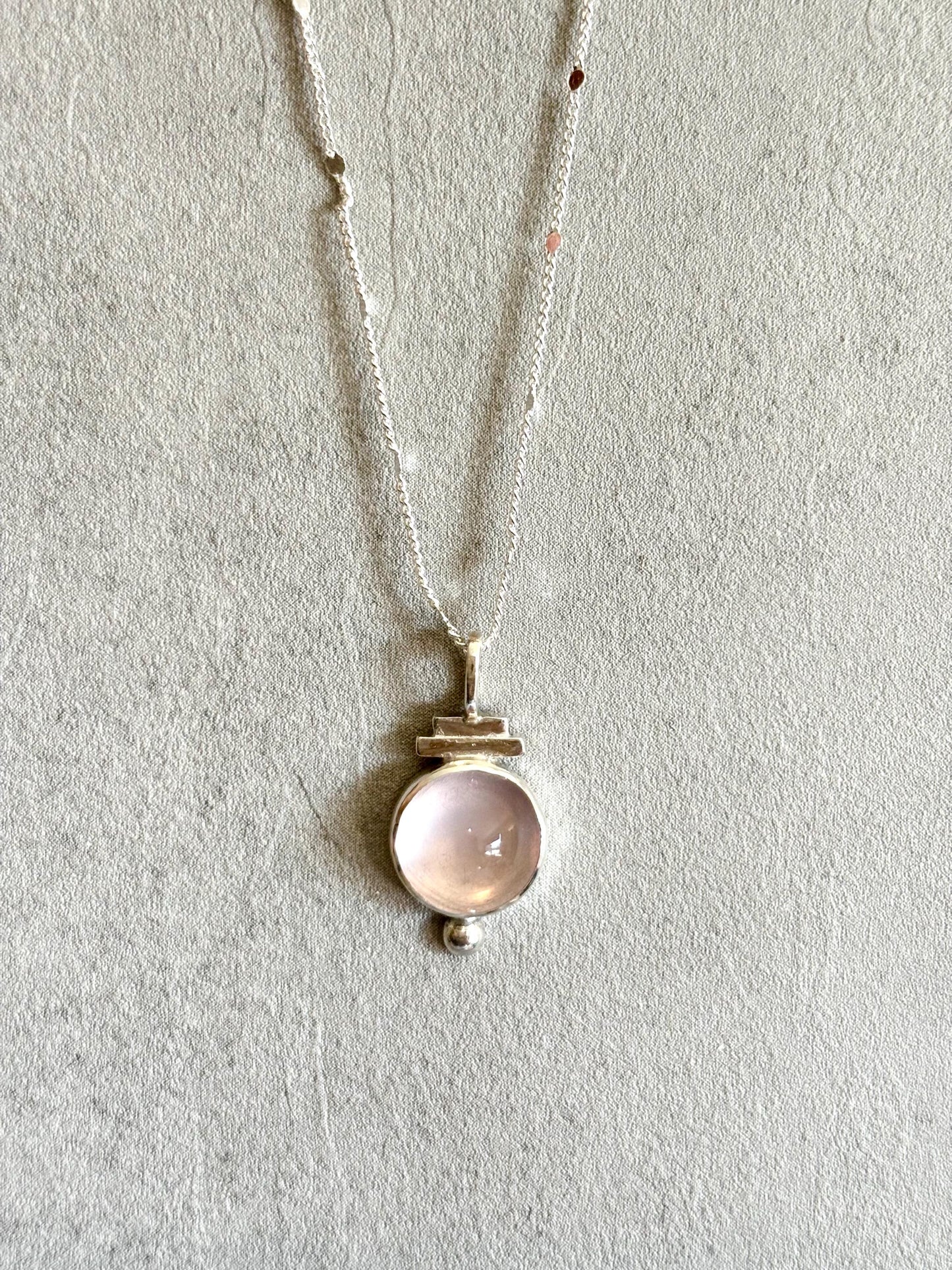 Gorgeous Aztecs Ancient Style AAA Clear Pink Natural Rose Quartz 925 sterling silver necklace