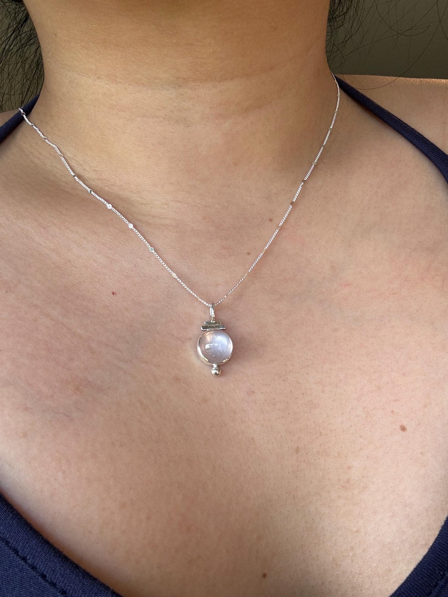 Gorgeous Aztecs Ancient Style AAA Clear Pink Natural Rose Quartz 925 sterling silver necklace