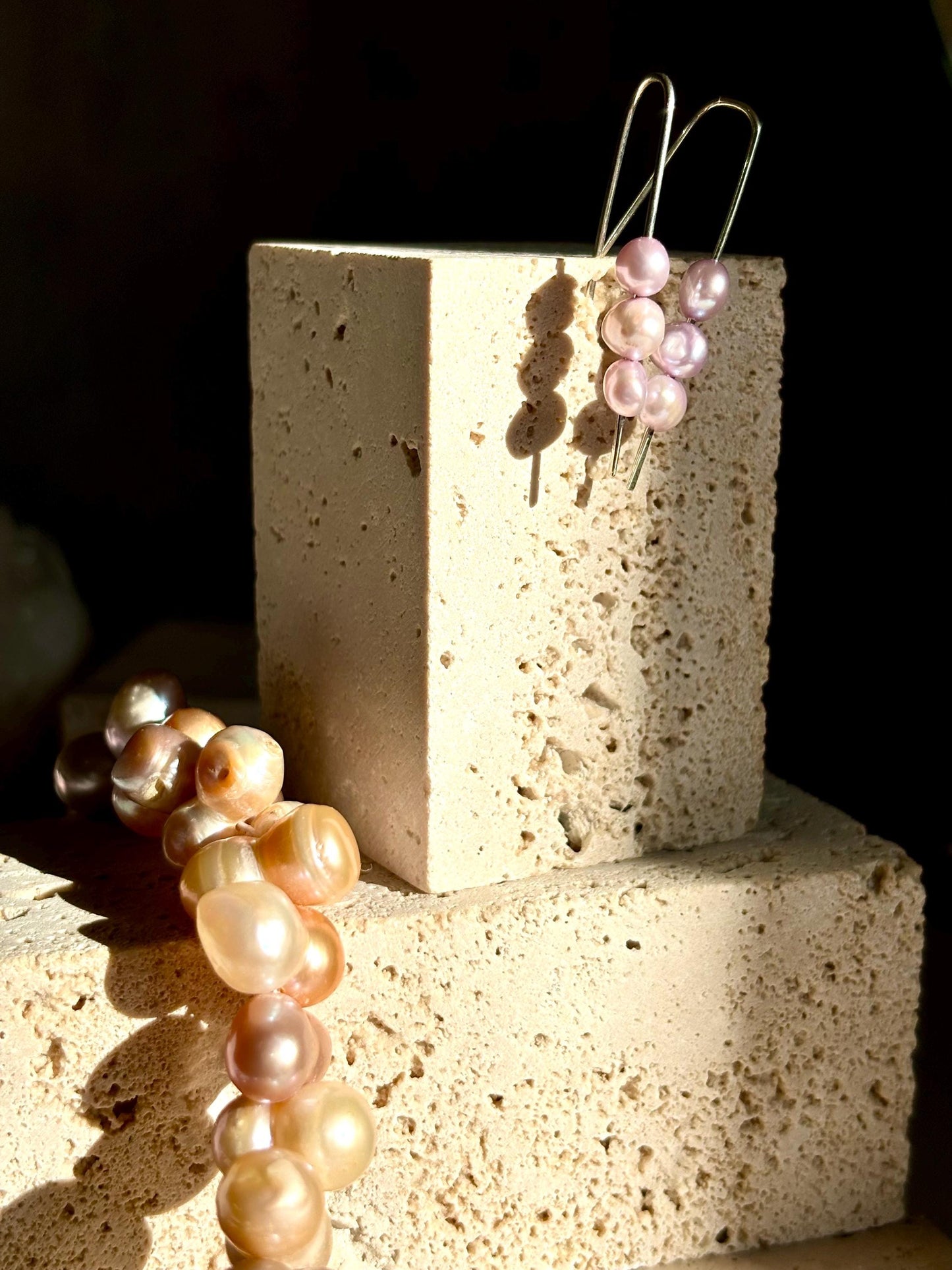 Natural Lavender Freshwater Pearl Skewer 925 sterling silver hook earrings (AA+ Luster)