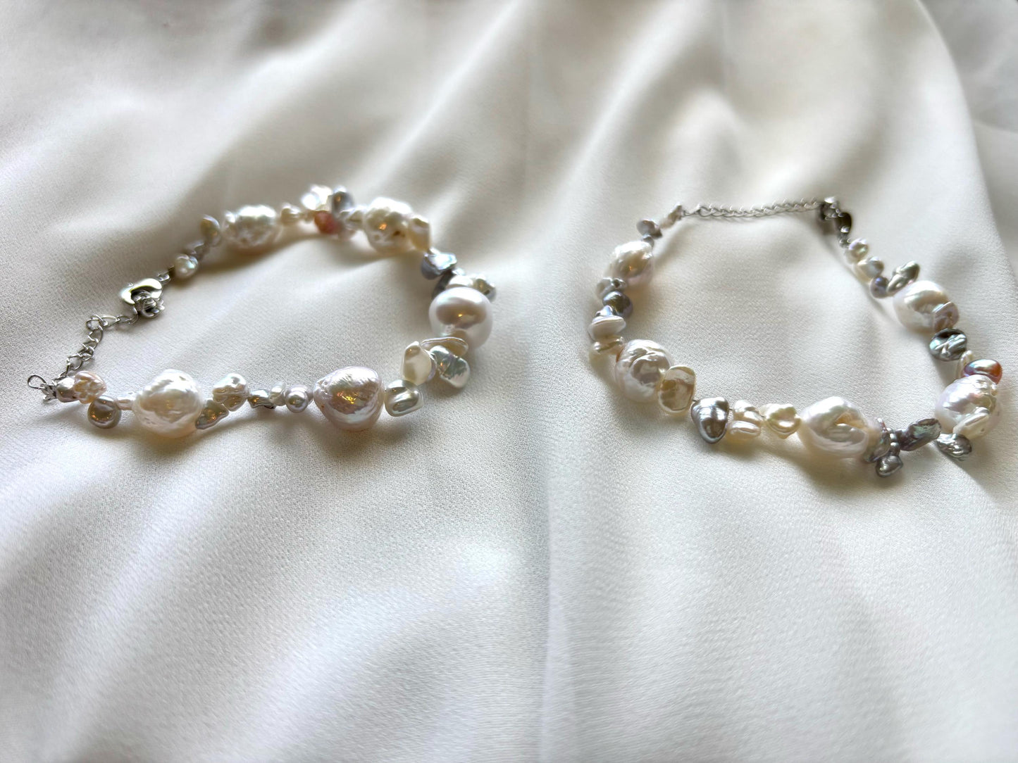 Blooming Pearl Garden Irregular Baroque Bracelet 925 Sterling Silver
