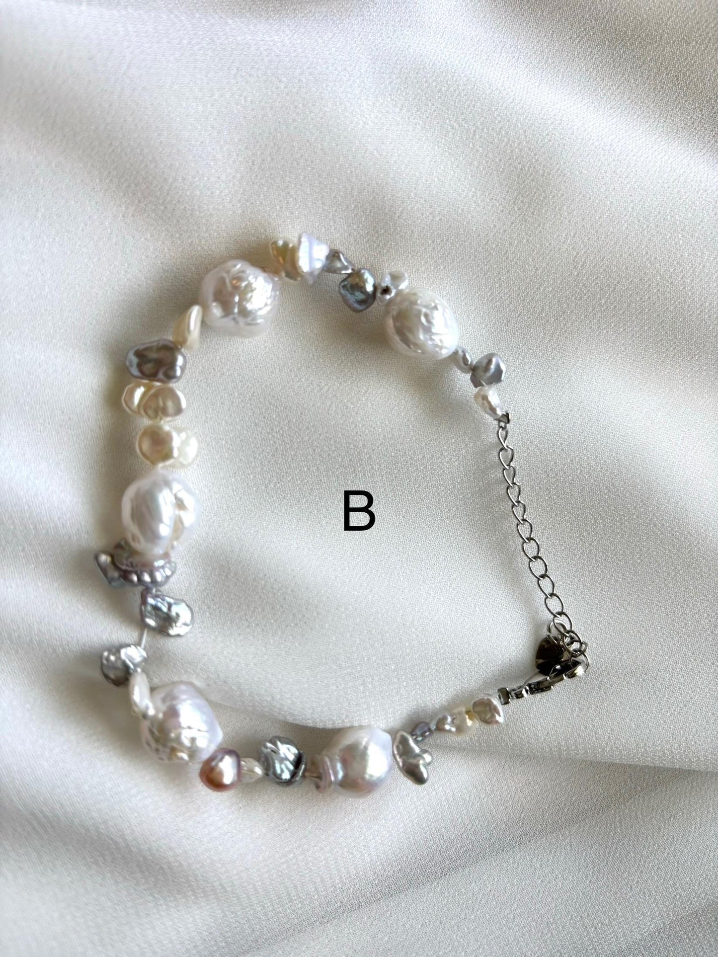 Blooming Pearl Garden Irregular Baroque Bracelet 925 Sterling Silver