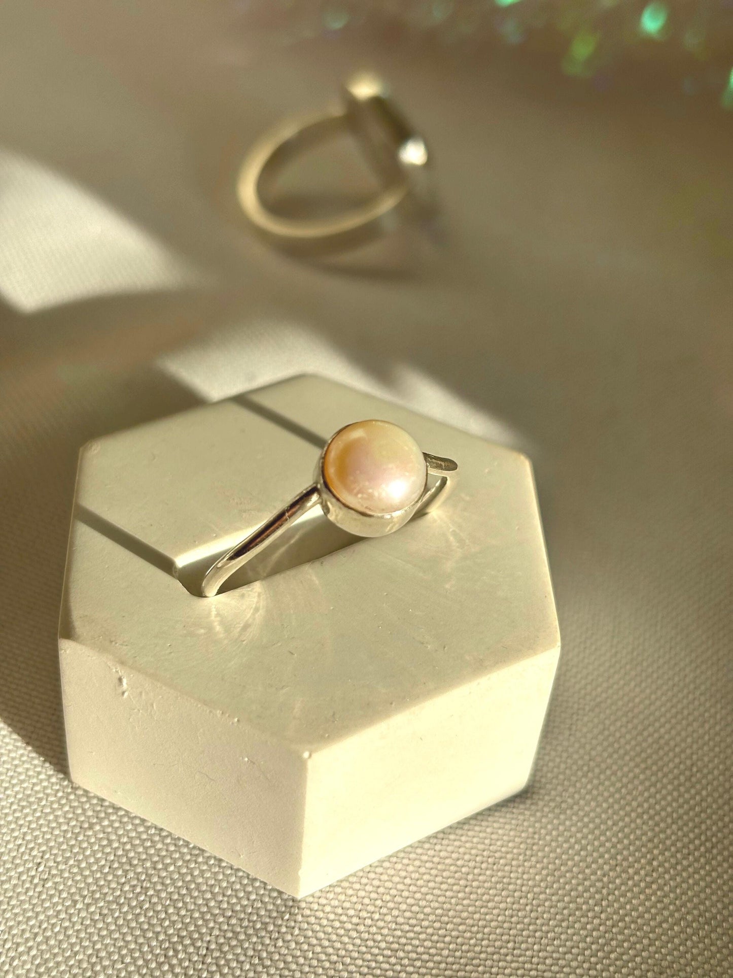 Natural white pearl everyday 925 sterling silver ring