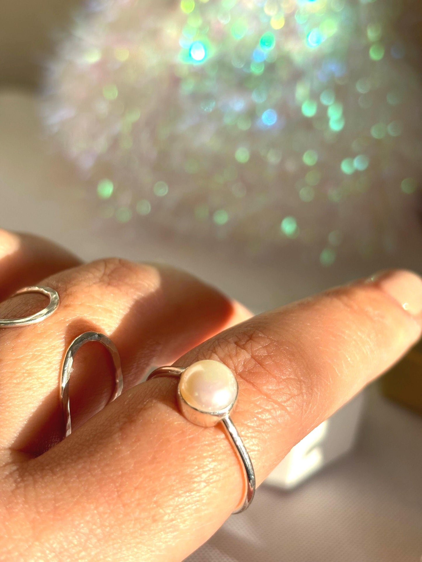 Natural white pearl everyday 925 sterling silver ring