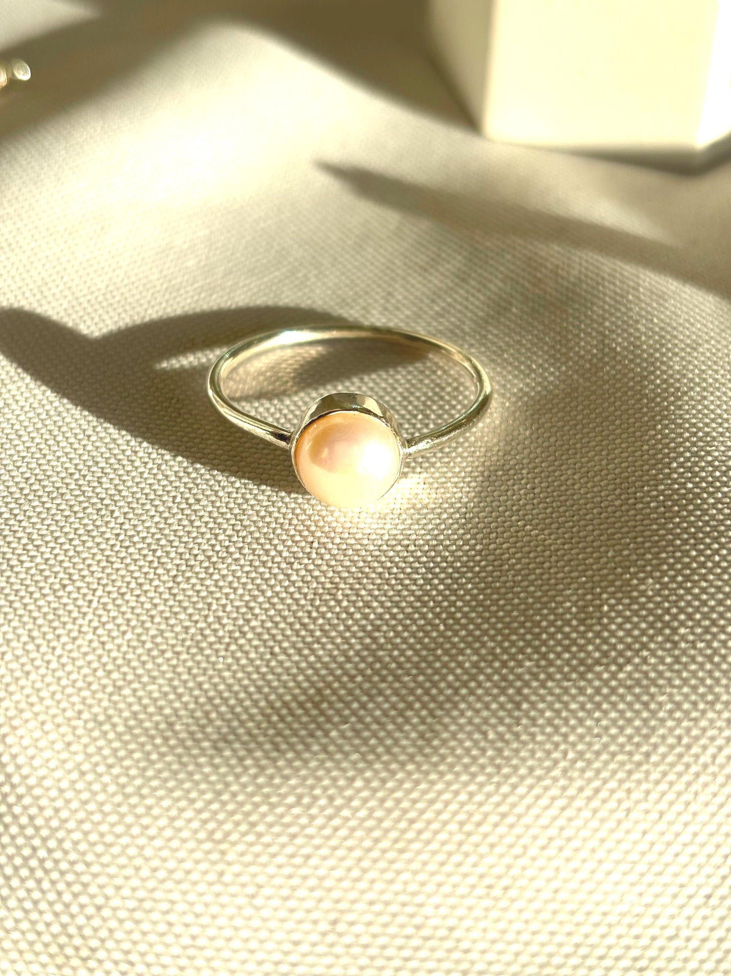 Natural white pearl everyday 925 sterling silver ring