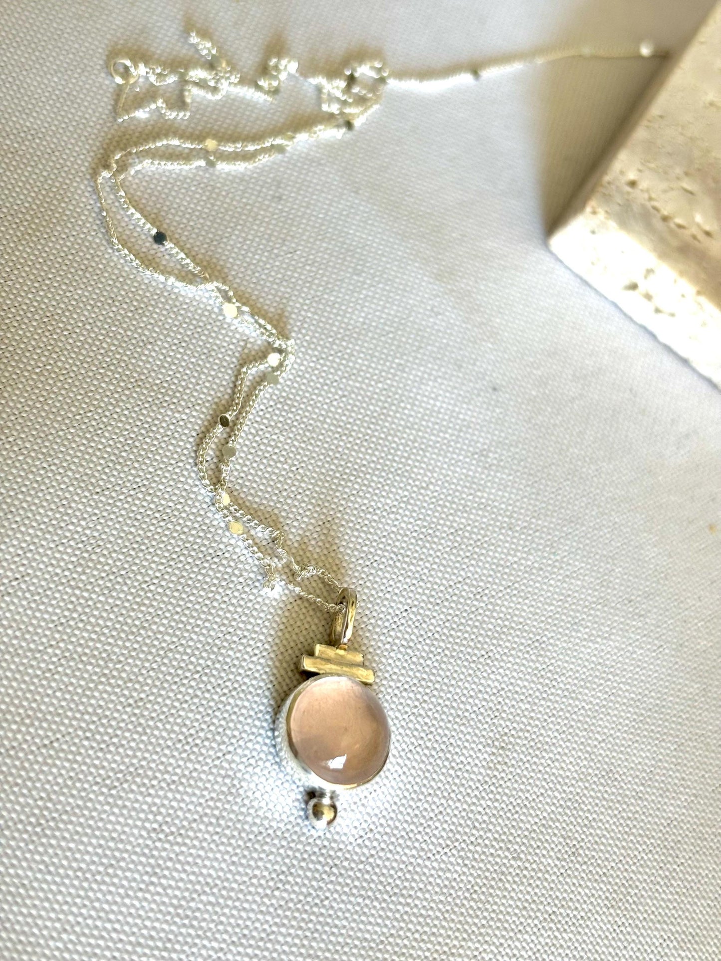 Gorgeous Aztecs Ancient Style AAA Clear Pink Natural Rose Quartz 925 sterling silver necklace