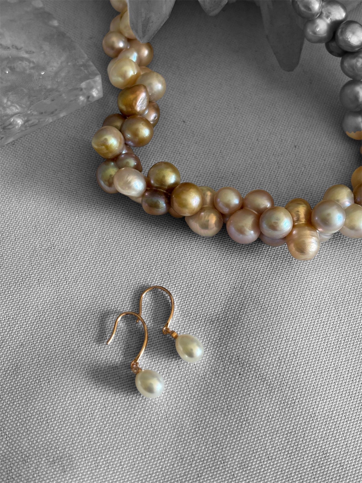 Timeless Elegance - Freshwater Pearl Sterling Silver Earrings ( Gold Color/ Silver available )