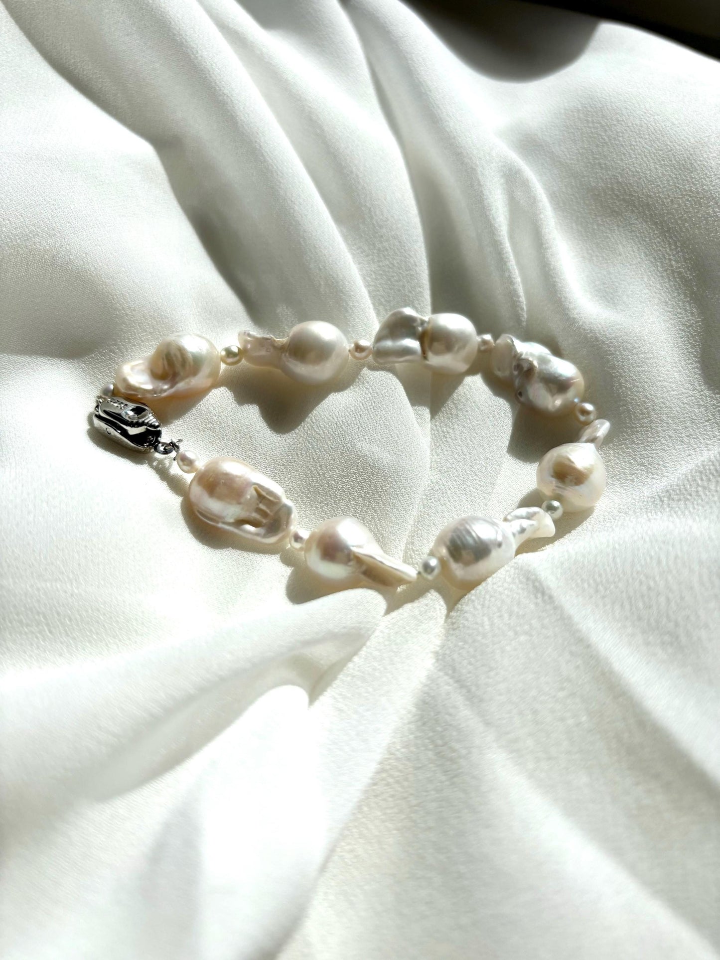 White Winter Wonderland Bracelet with Baroque Pearls