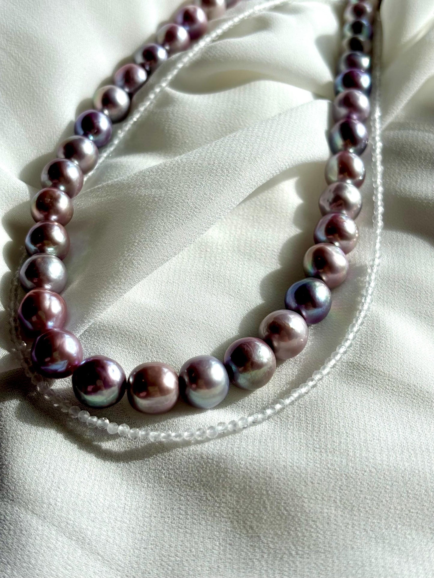 Tiny Faceted Clear Quartz Beads Stacking Necklace.