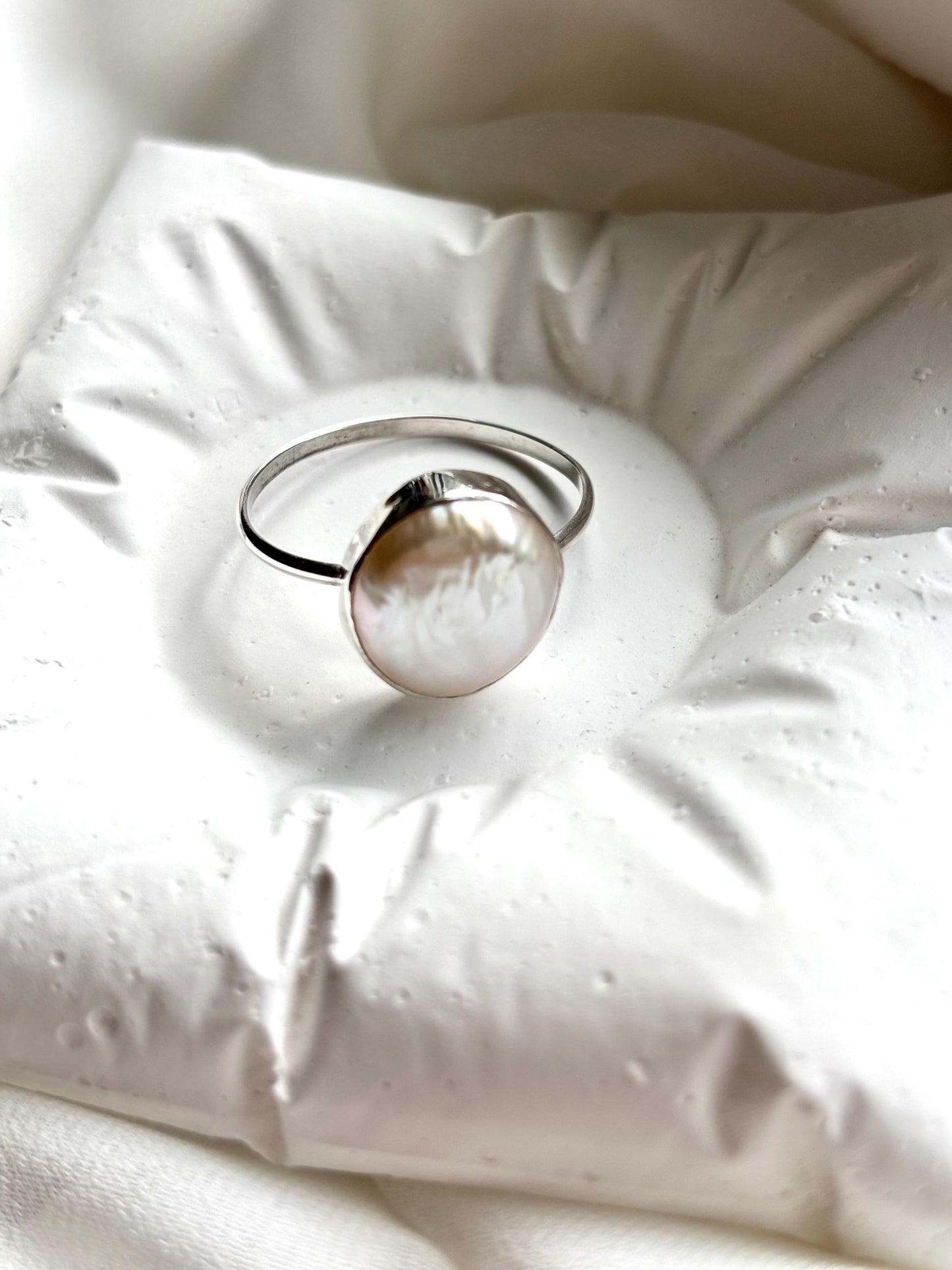 Sterling Silver White Freshwater Pearl Ring – Timeless Elegance in Natural Beauty