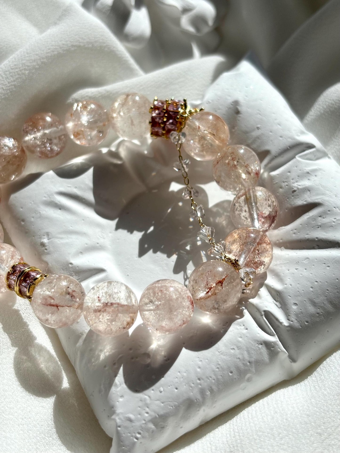 Frosted Rose Symphony Hematoid Quartz Bracelet