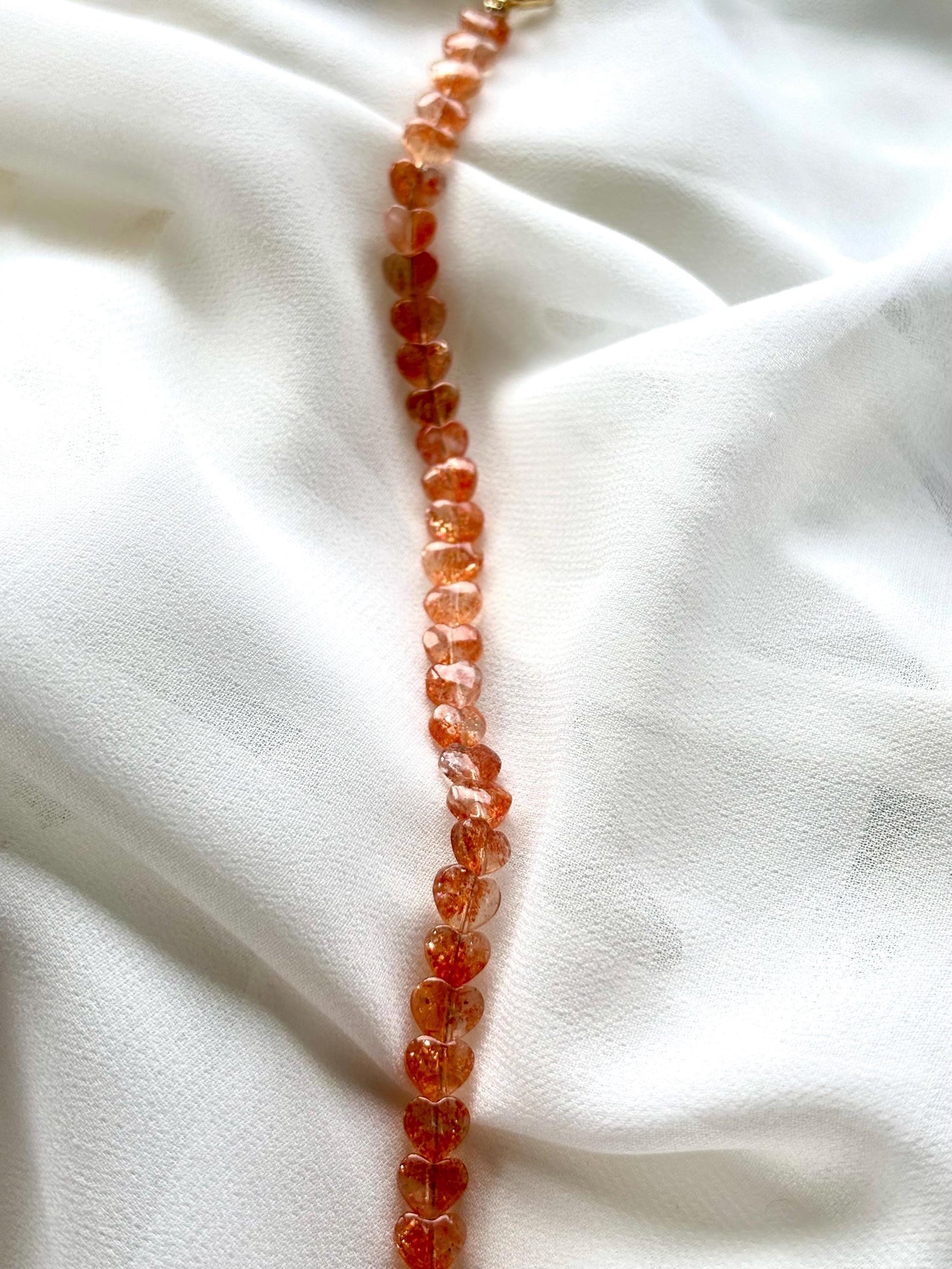 Elegant Heart-Shaped Sunstone Bracelet – High-Quality Gemstone Jewelry