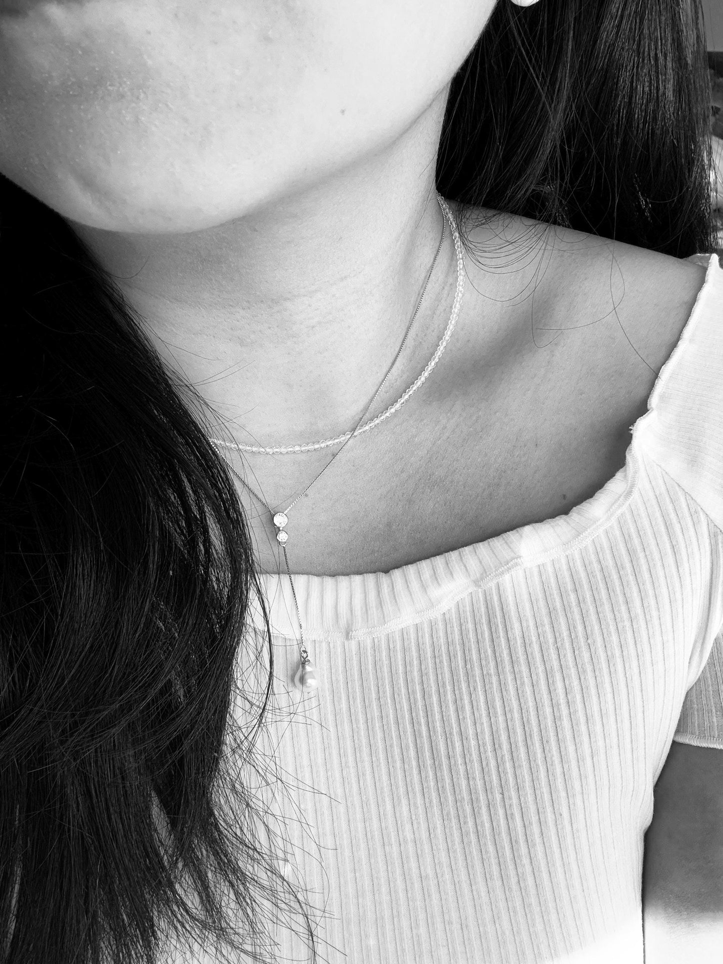 Freshwater Pearl & Moissanite Pendant Summer Necklace – Made of Sterling Silver