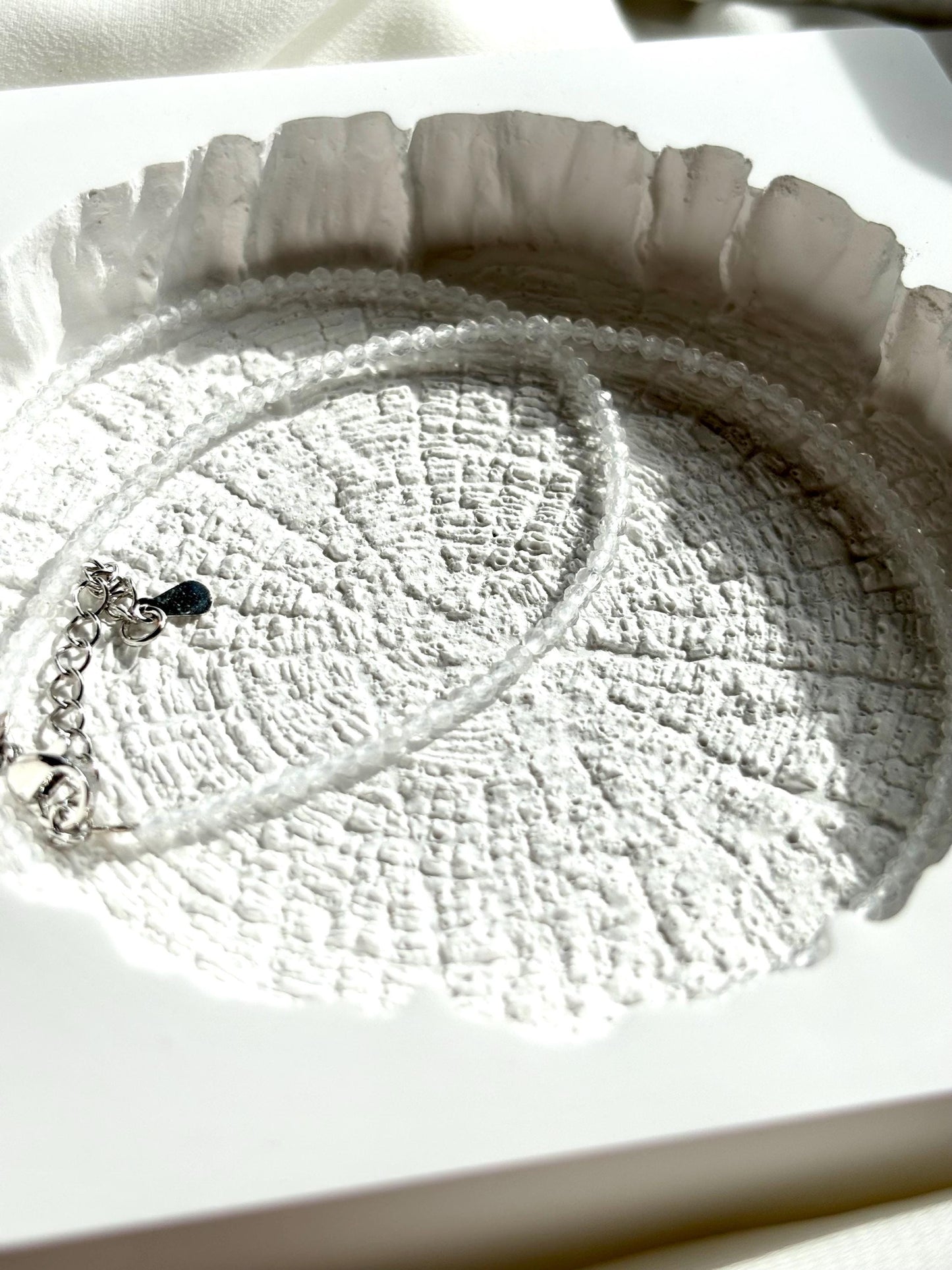 Tiny Faceted Clear Quartz Beads Stacking Necklace.