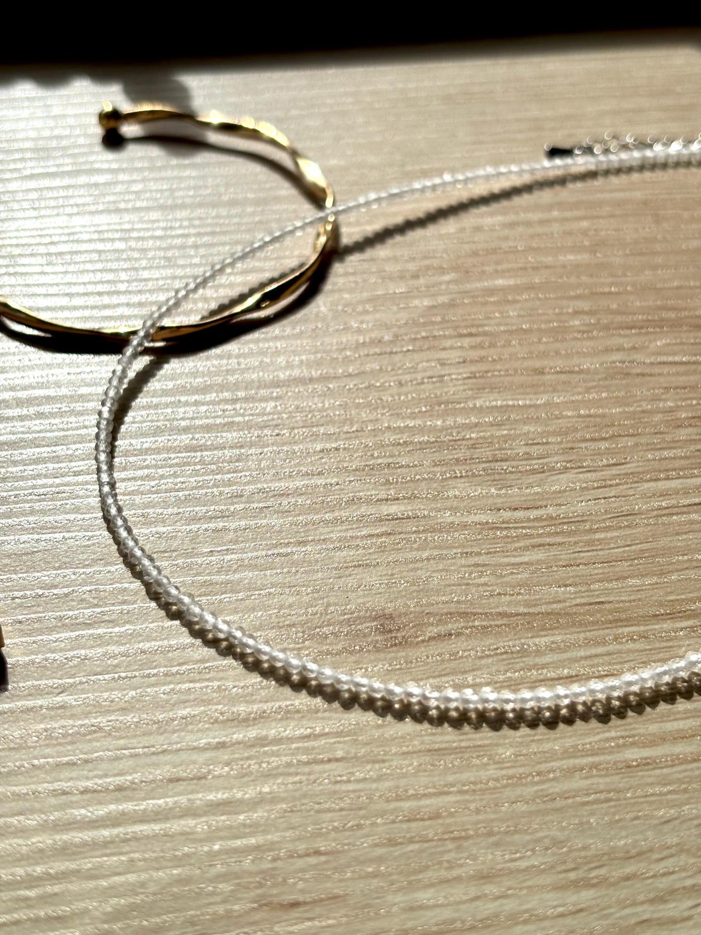 Tiny Faceted Clear Quartz Beads Stacking Necklace.