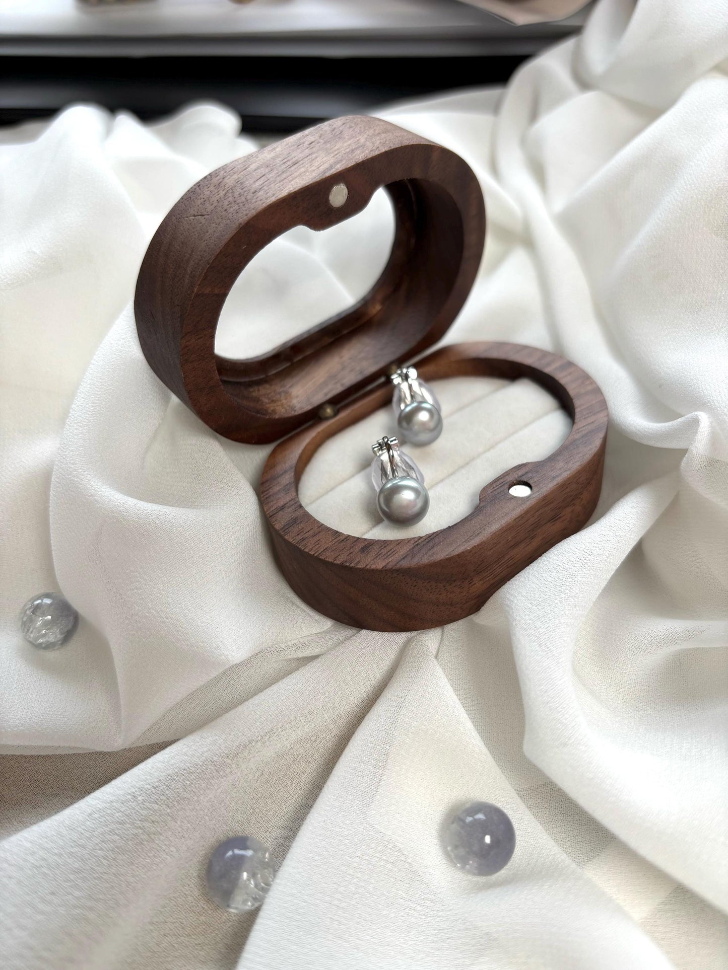 Silver Grey Freshwater Clip-On Earrings - No Piercing Needed