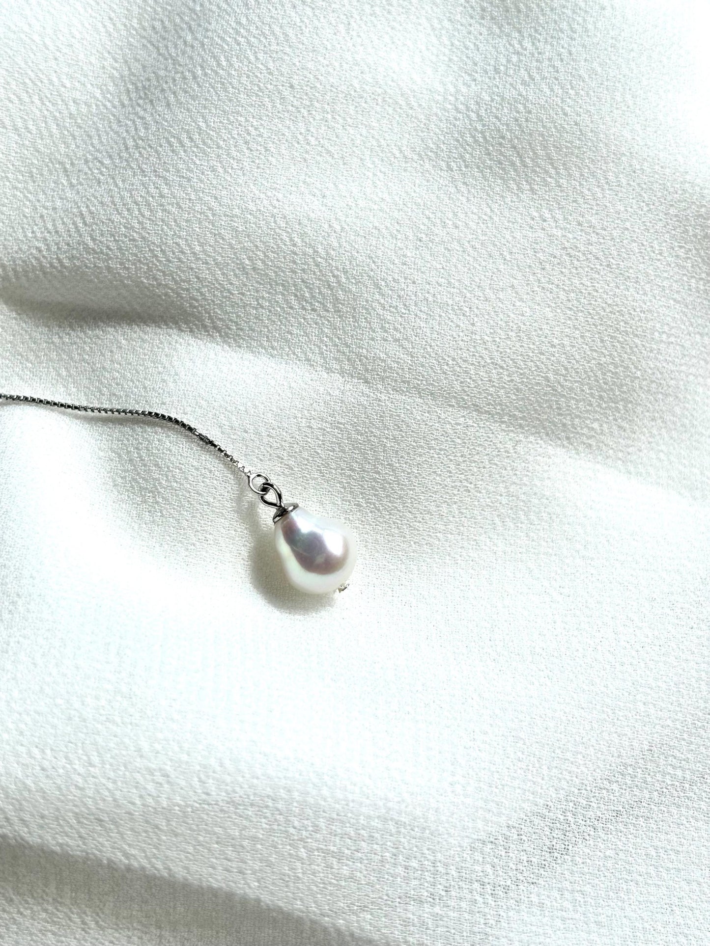 Freshwater Pearl & Moissanite Pendant Summer Necklace – Made of Sterling Silver