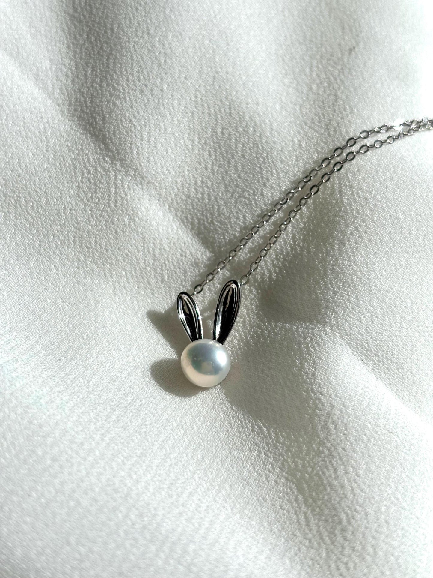 Bunny’s Moonlight Treasure: Sterling Silver & Freshwater Pearl Pendant (AA+ Luster)