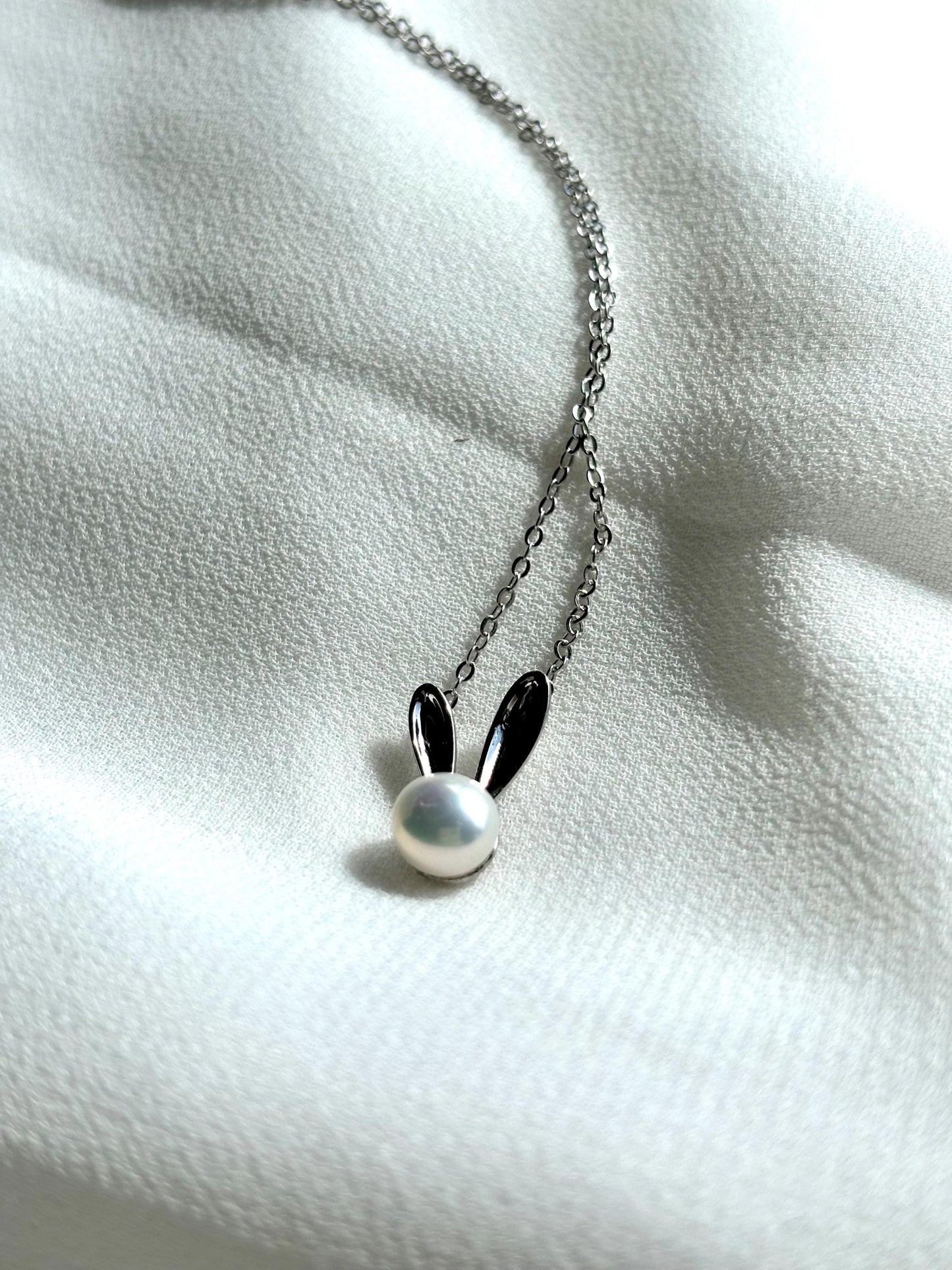 Bunny’s Moonlight Treasure: Sterling Silver & Freshwater Pearl Pendant (AA+ Luster)