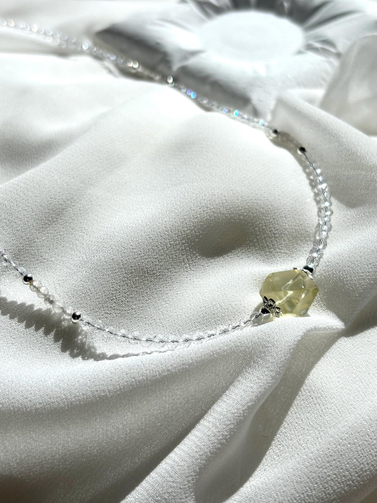 Sparkling Clear Quartz & Lemon Quartz Beaded Necklace – Simple, Elegant Jewelry for Clarity and Joy