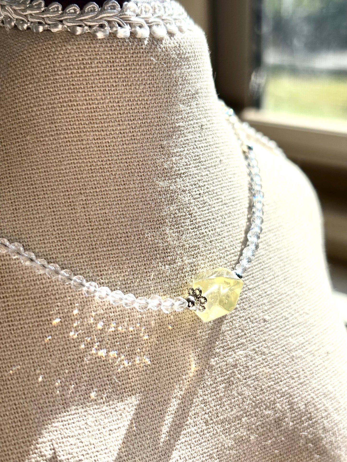 Sparkling Clear Quartz & Lemon Quartz Beaded Necklace – Simple, Elegant Jewelry for Clarity and Joy
