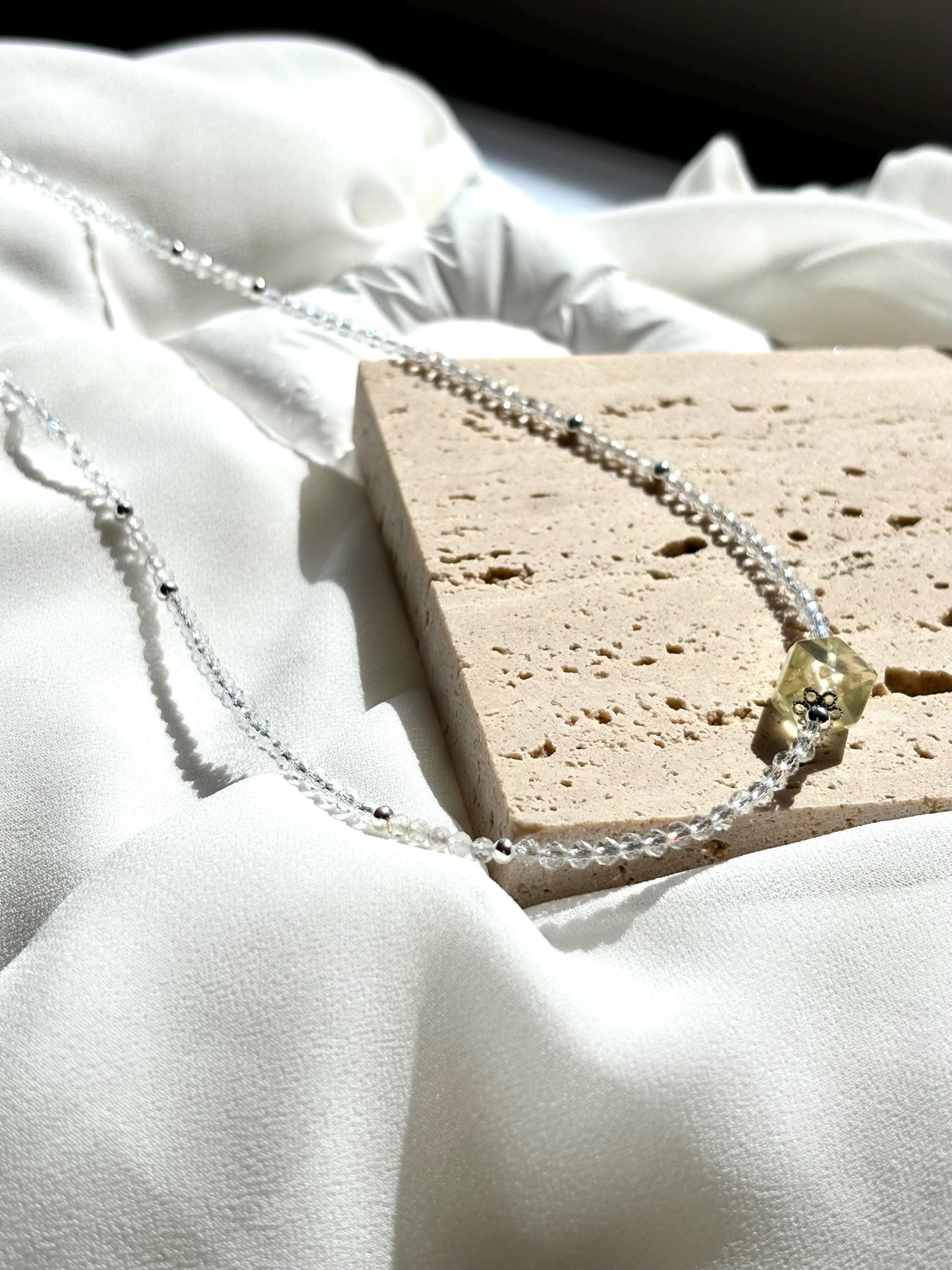 Sparkling Clear Quartz & Lemon Quartz Beaded Necklace – Simple, Elegant Jewelry for Clarity and Joy