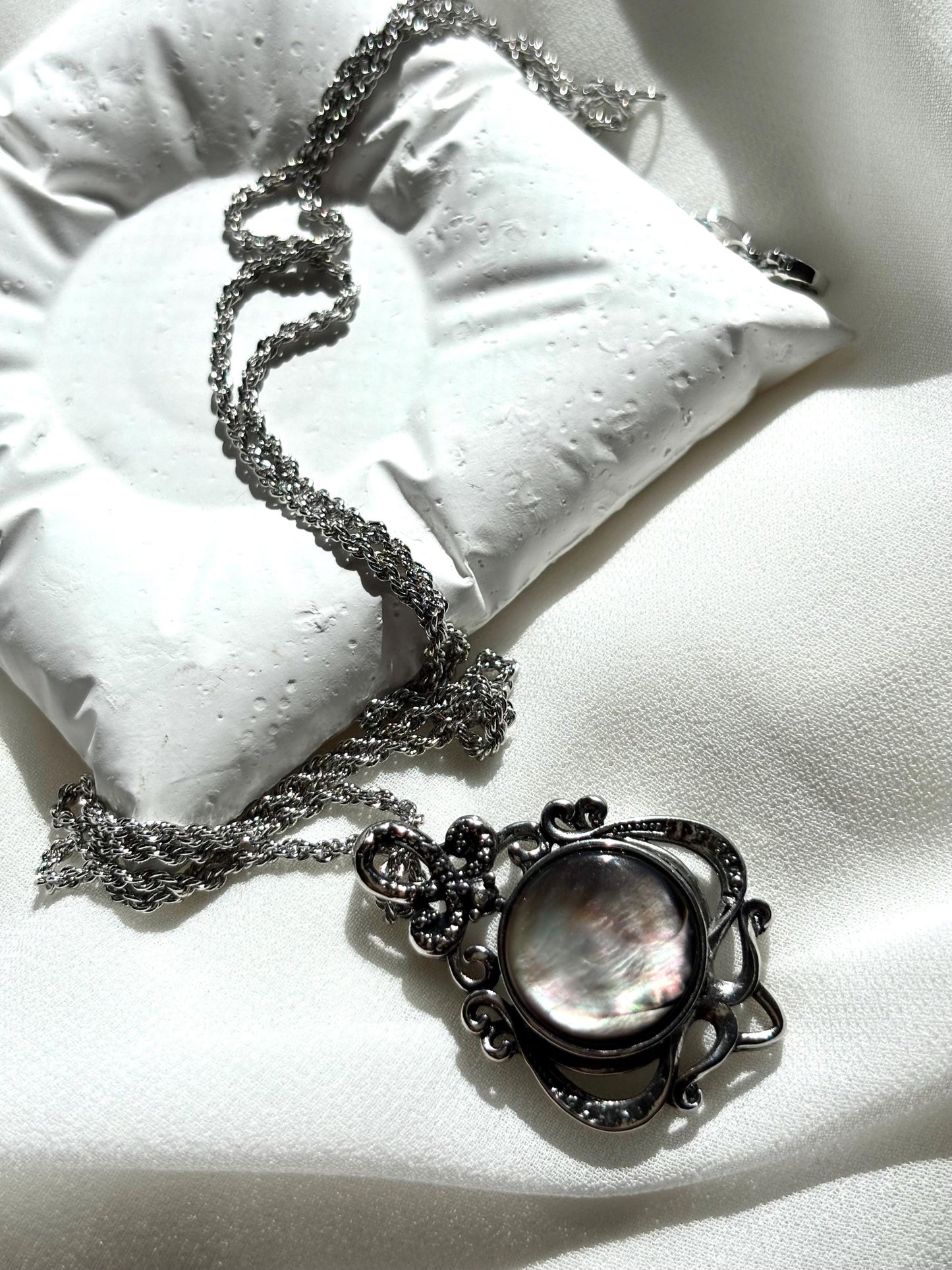 Your Majesty Black Mother of Pearl Necklace - Statement Pendant, 50cm Chain