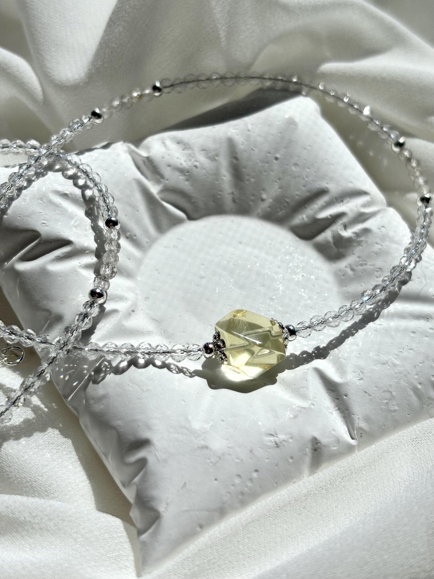 Sparkling Clear Quartz & Lemon Quartz Beaded Necklace – Simple, Elegant Jewelry for Clarity and Joy