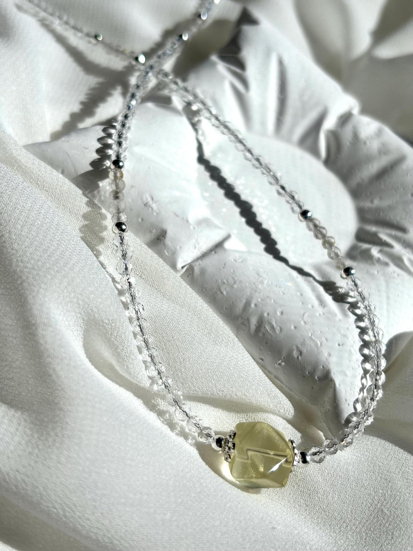 Sparkling Clear Quartz & Lemon Quartz Beaded Necklace – Simple, Elegant Jewelry for Clarity and Joy