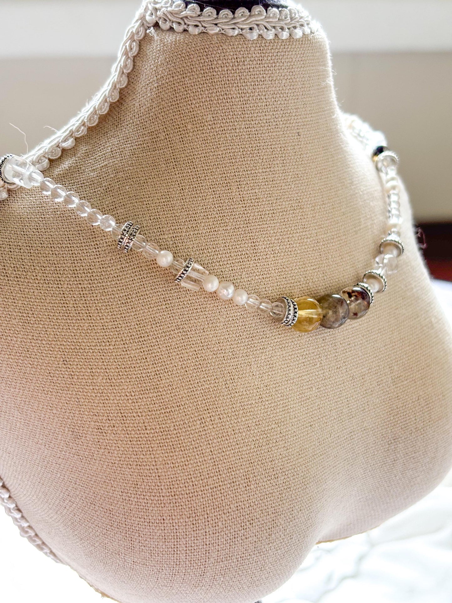 Celestial Harmony – Genuine Crystal & Pearl Charm Necklace