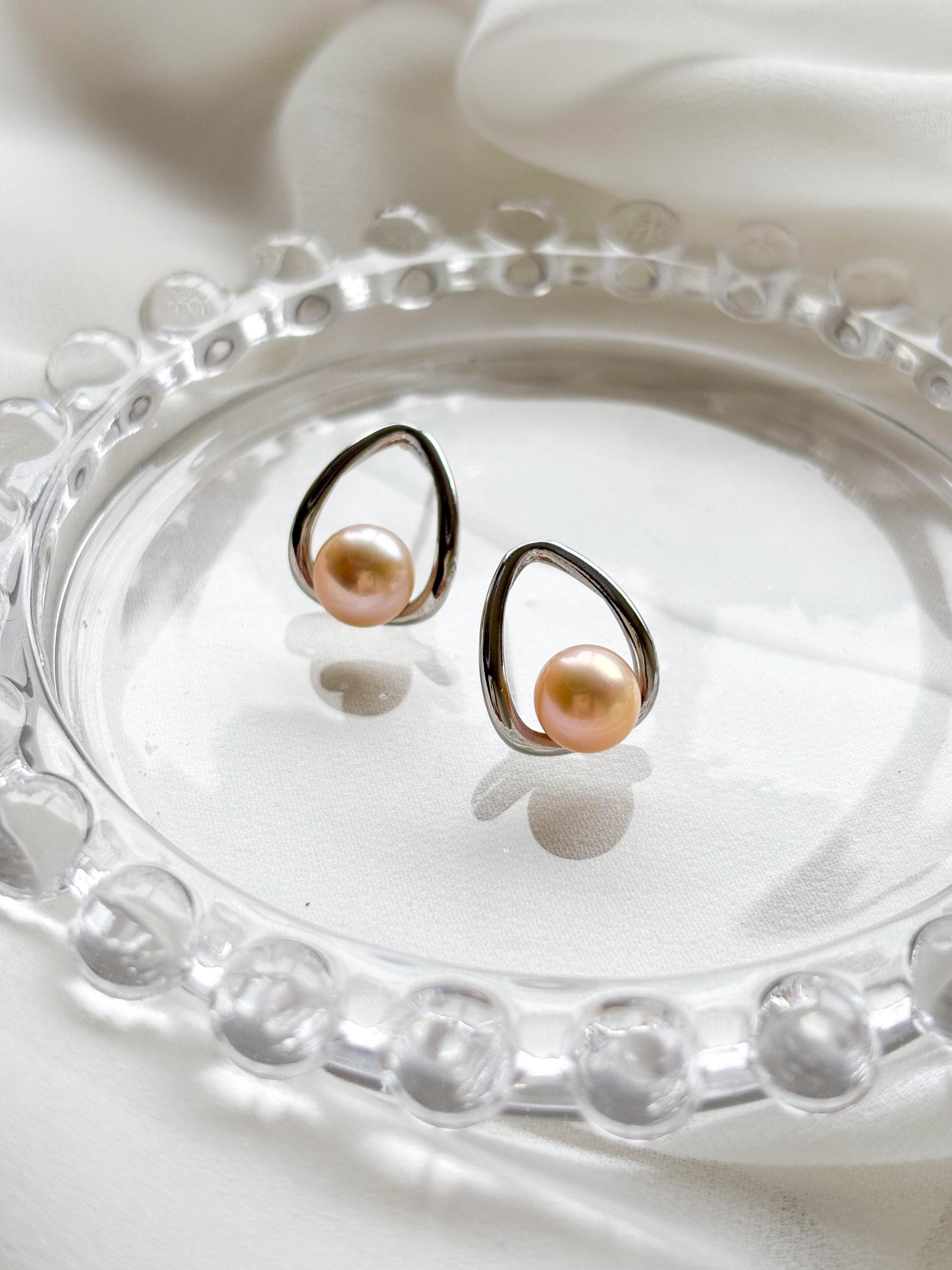 Modern Elegance Orange Freshwater Pearl Hoop Earrings