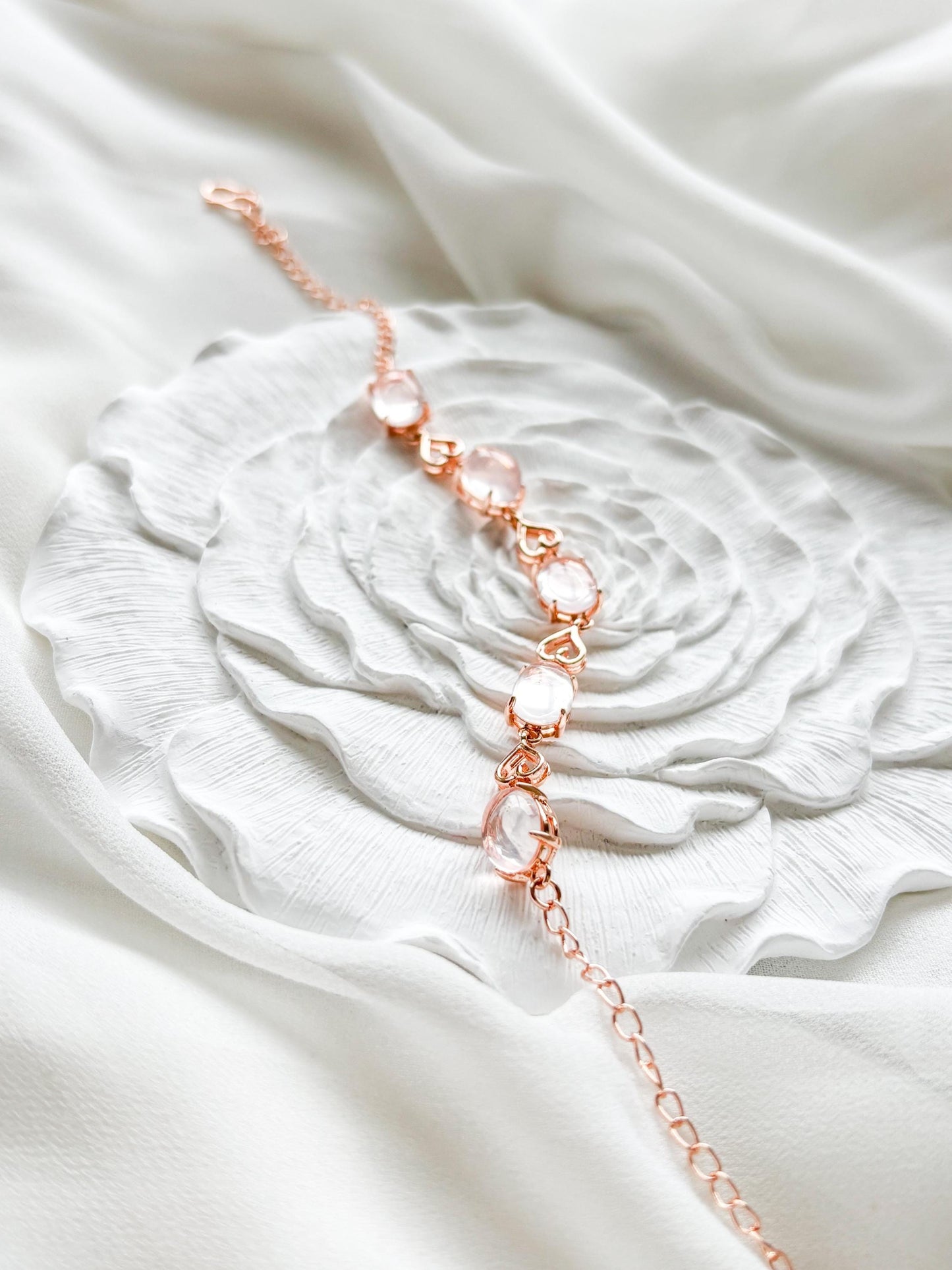 Rose Water Rose Quartz Bracelet – Rose Gold Plated