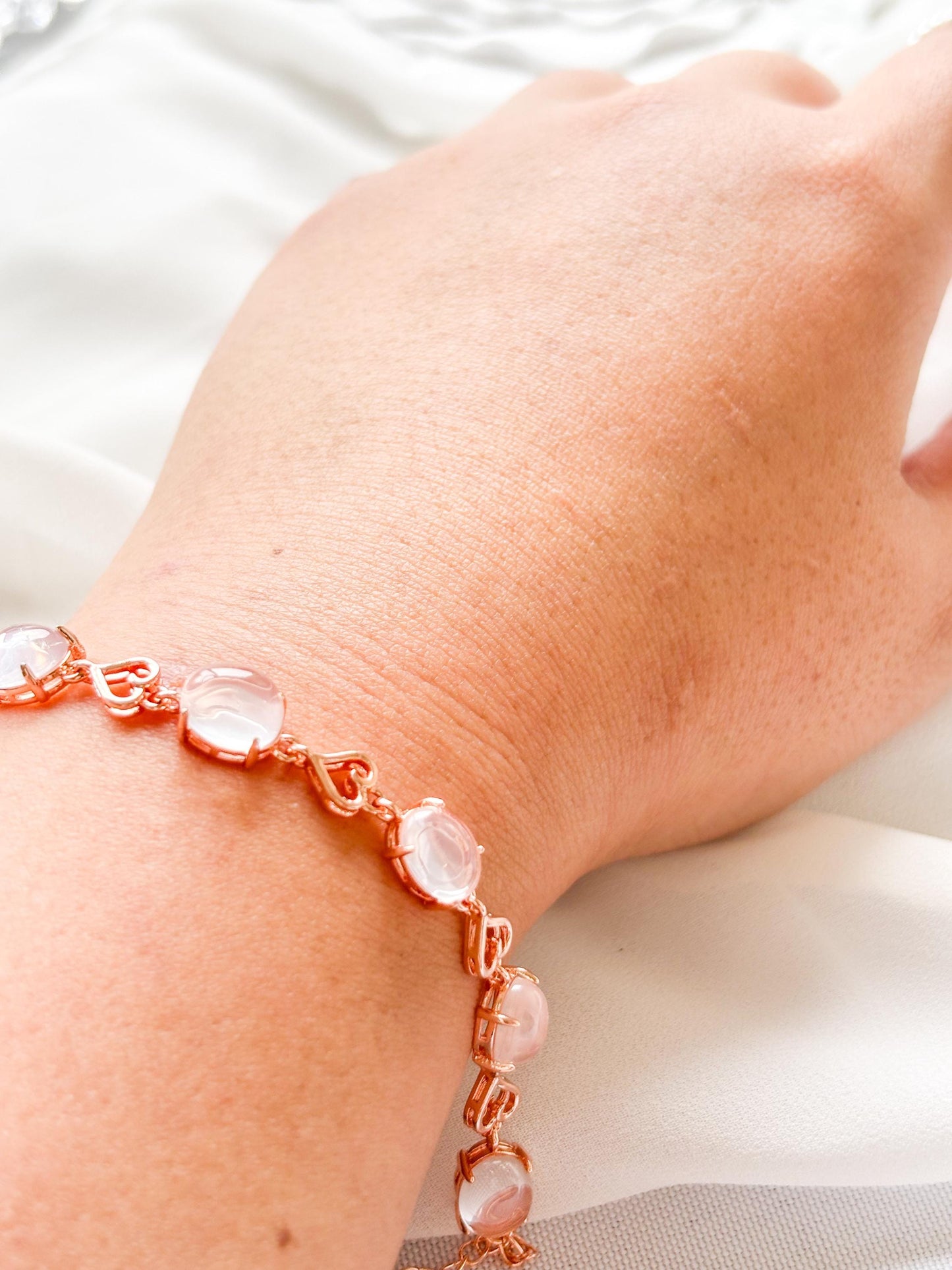 Rose Water Rose Quartz Bracelet – Rose Gold Plated