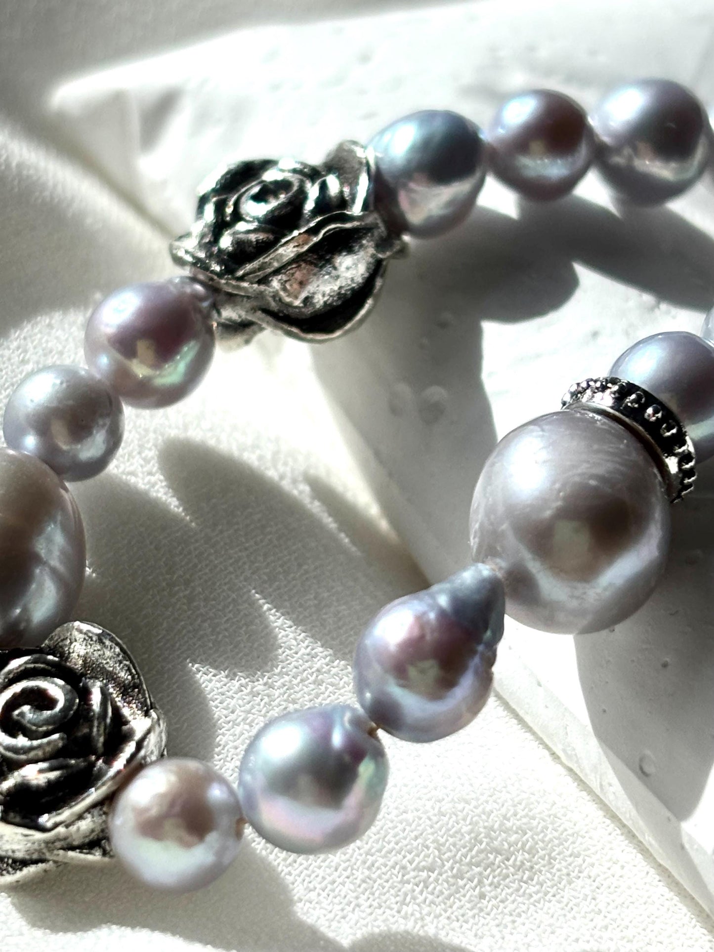 The Rose of Versailles: Vintage Grey Pearl Necklace