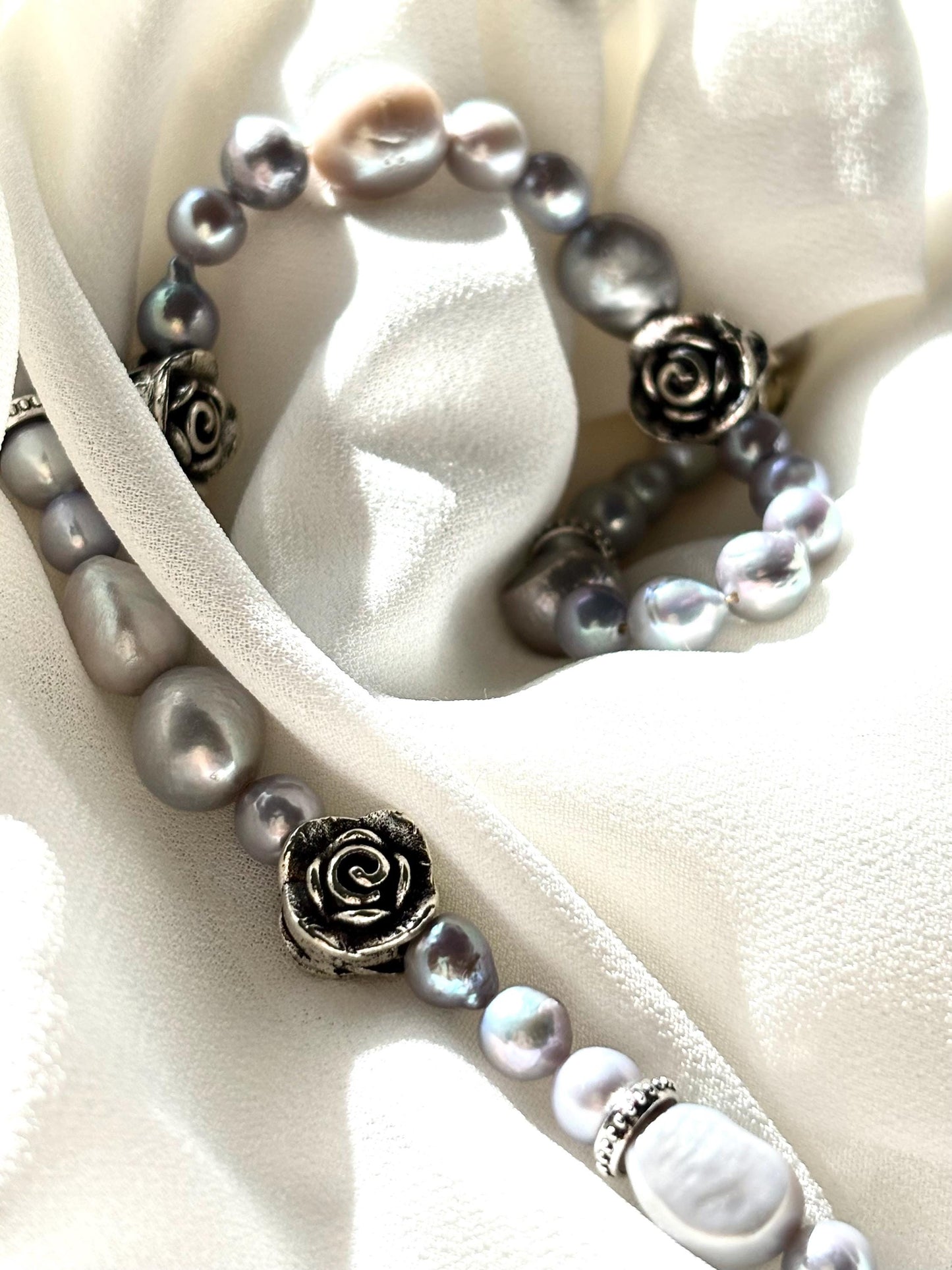 The Rose of Versailles: Vintage Grey Pearl Necklace