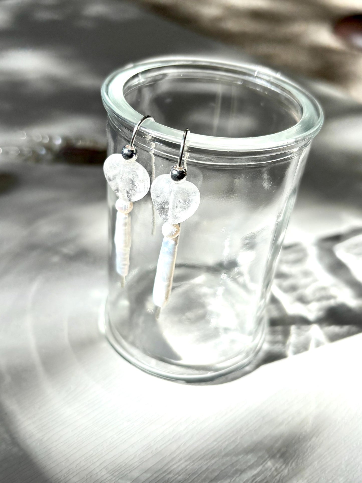 Eternal Heart – Romantic Clear Quartz & Pearl Earrings