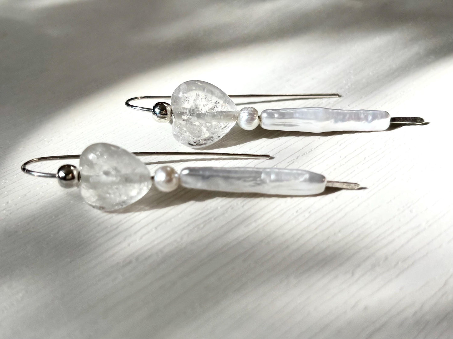 Eternal Heart – Romantic Clear Quartz & Pearl Earrings