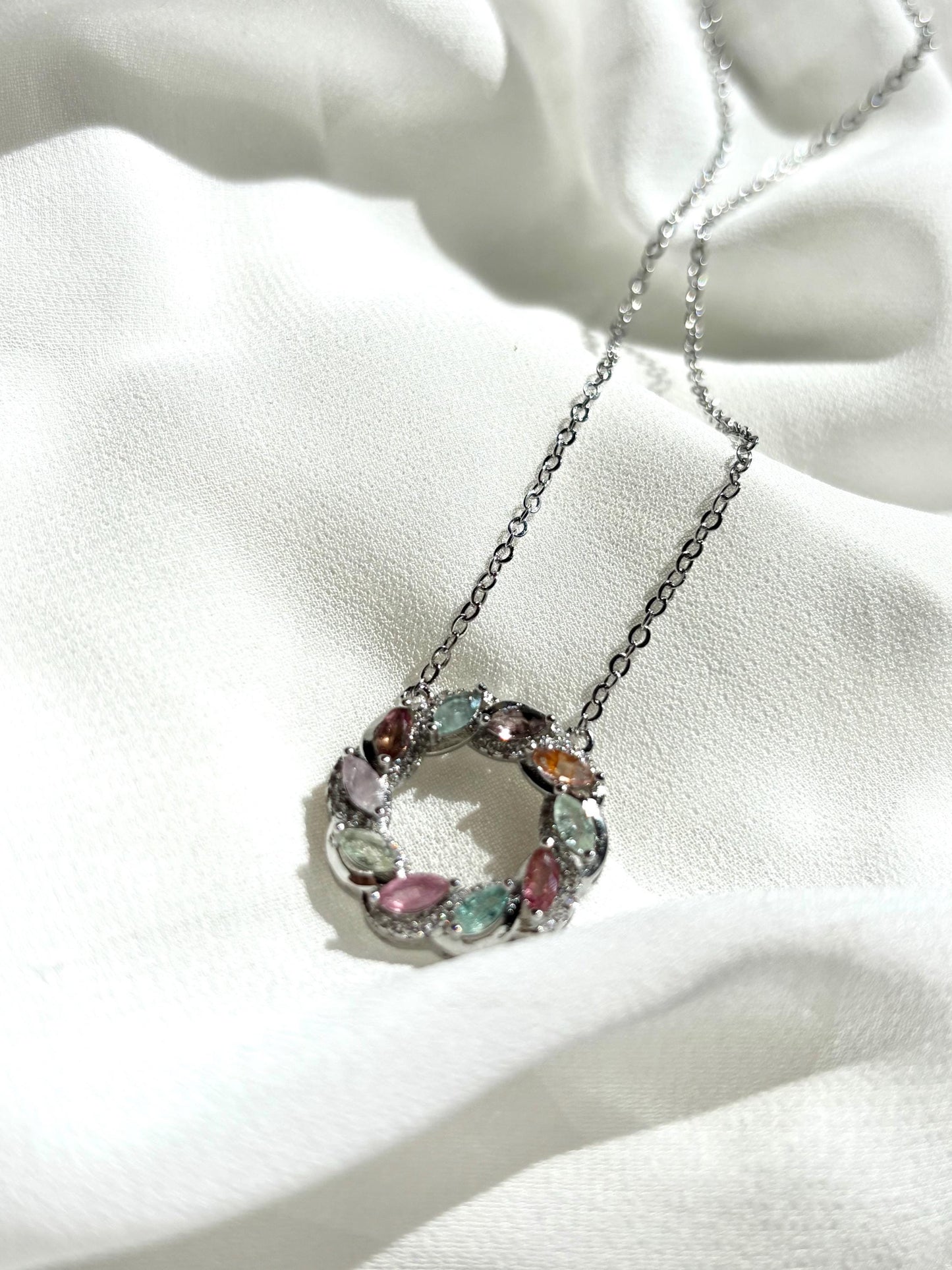 Whimsical Bloom – Colorful Tourmaline Donut Necklace
