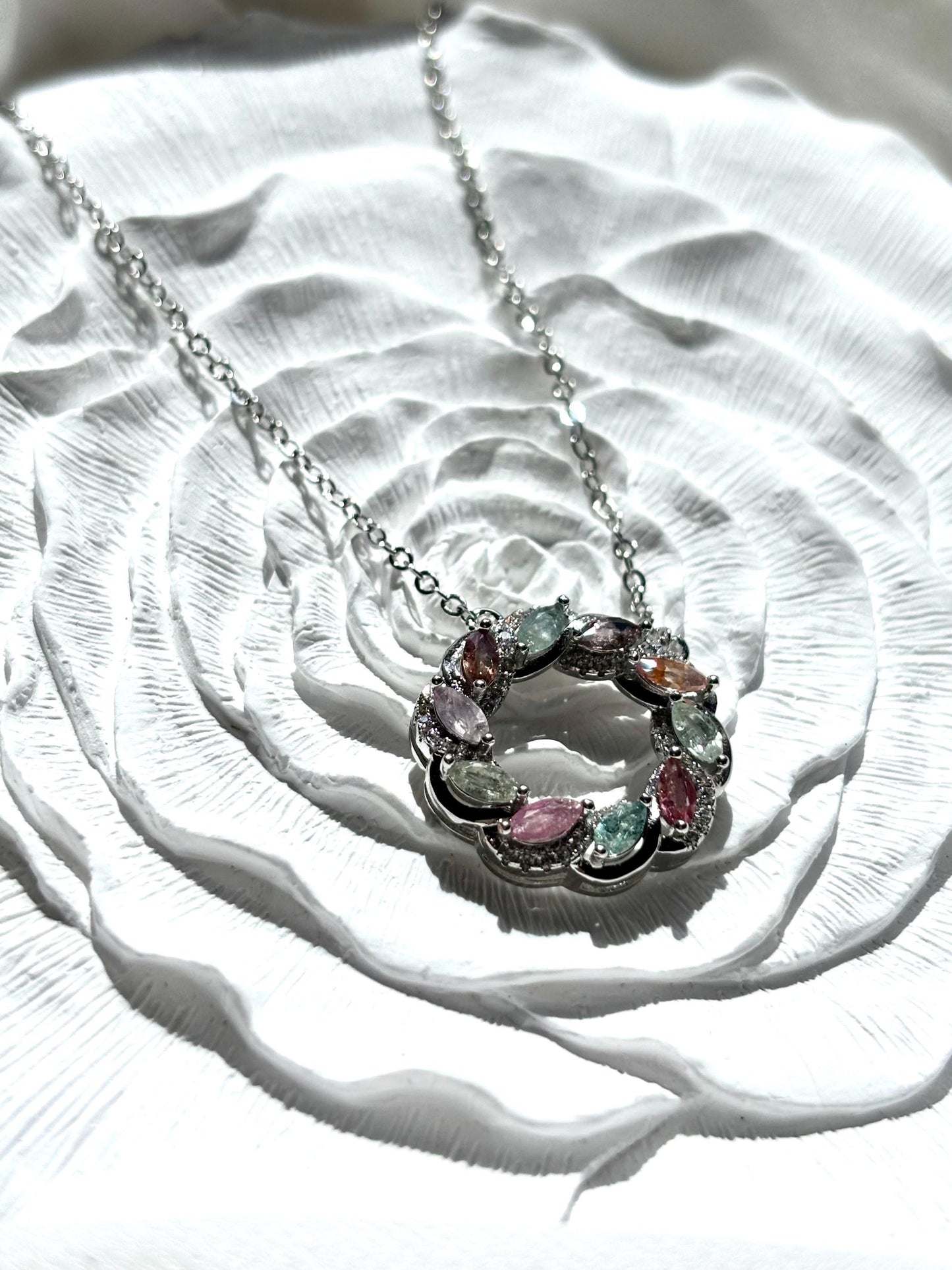 Whimsical Bloom – Colorful Tourmaline Donut Necklace