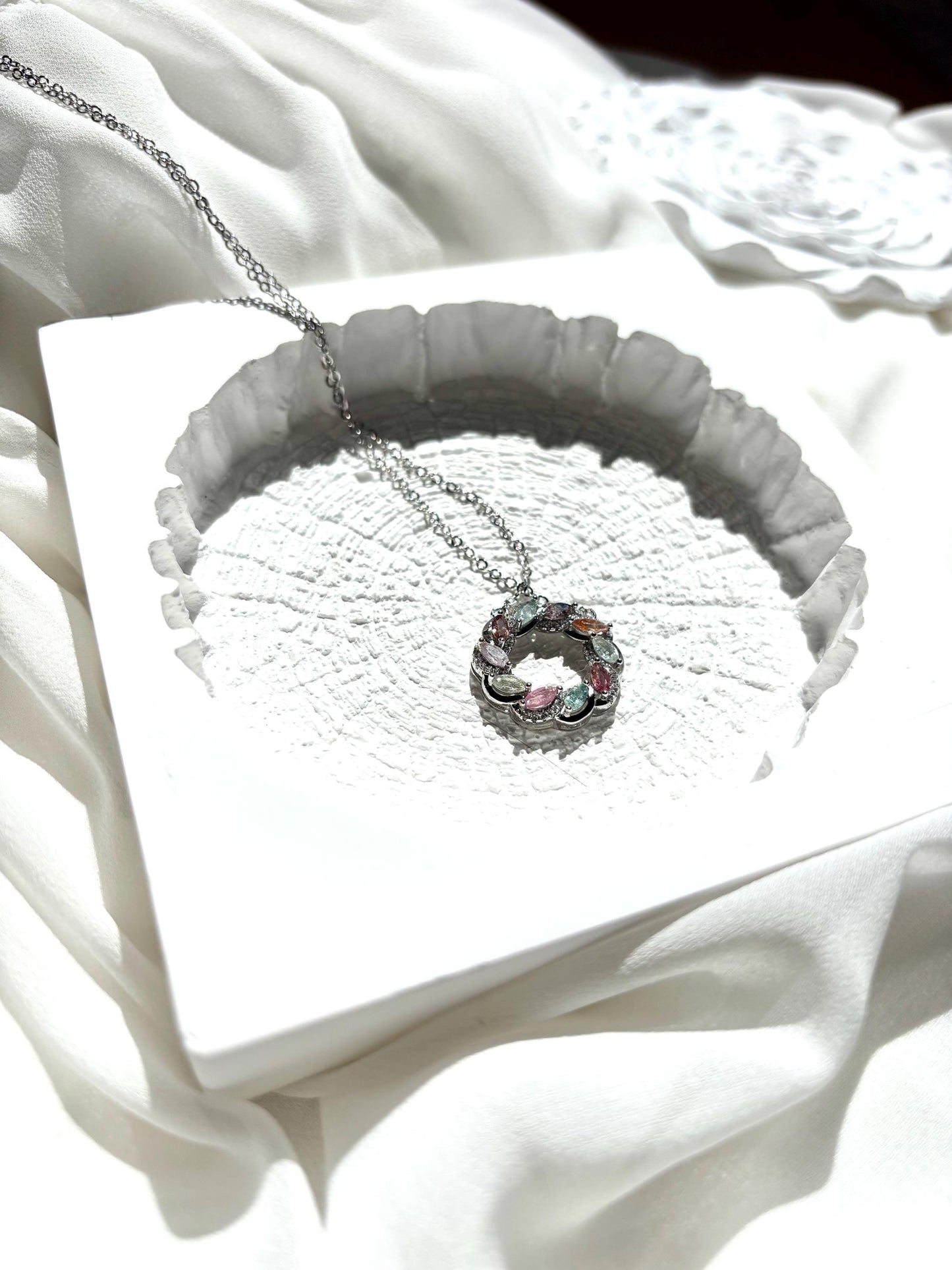 Whimsical Bloom – Colorful Tourmaline Donut Necklace