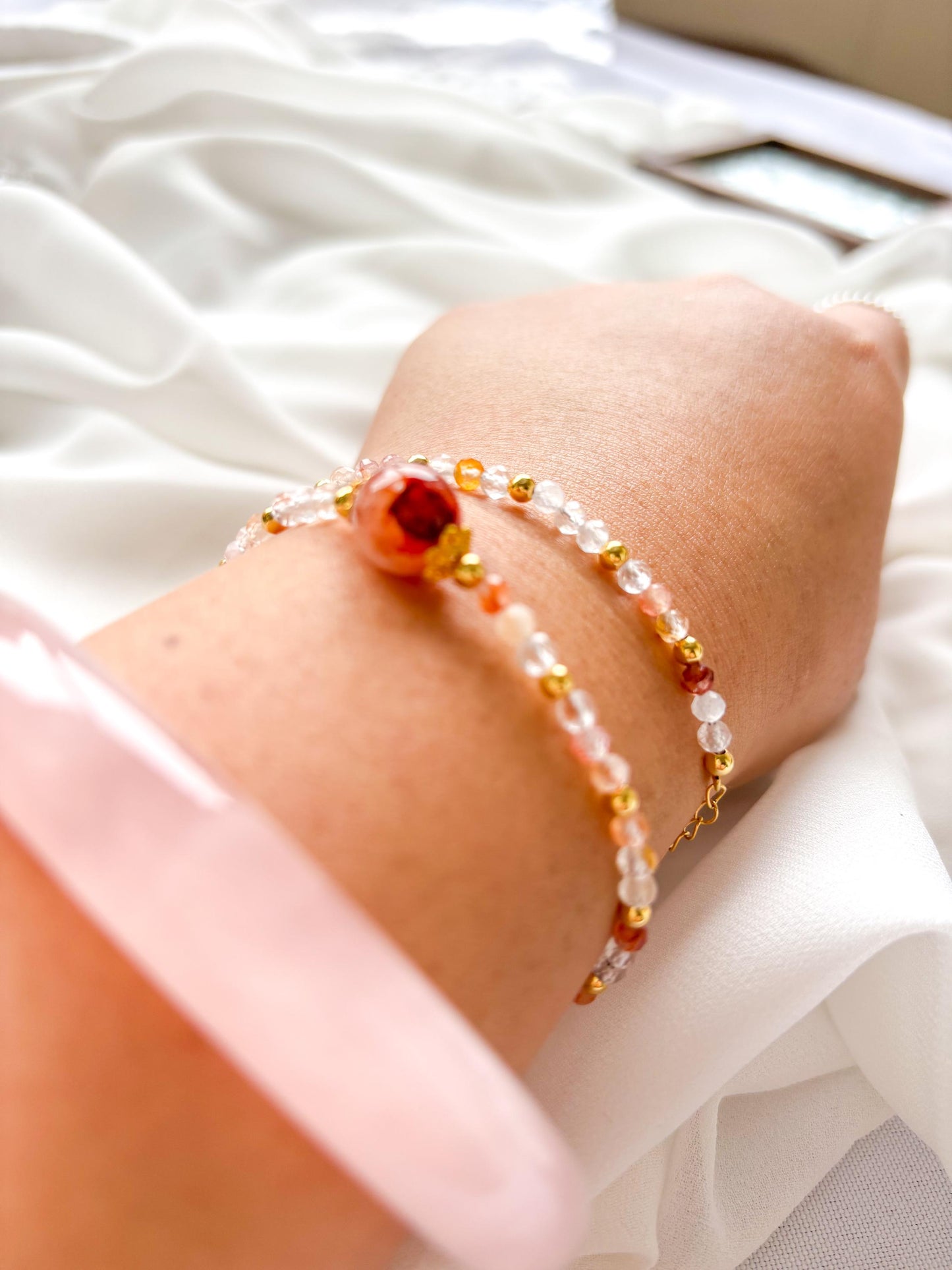 Golden Dawn – Faceted Quartz & Hematoid Quartz Double-Layer Bracelet