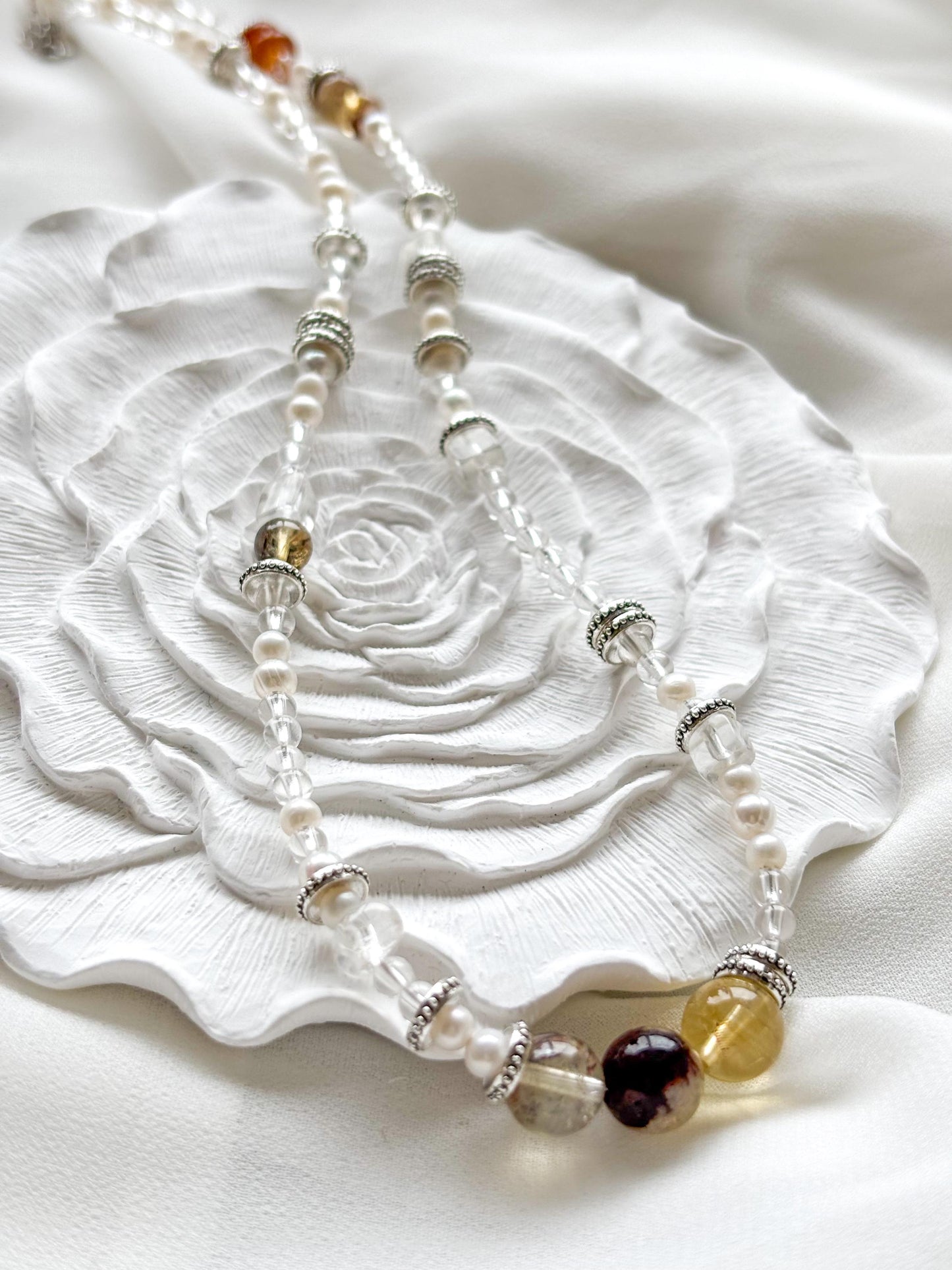 Celestial Harmony – Genuine Crystal & Pearl Charm Necklace