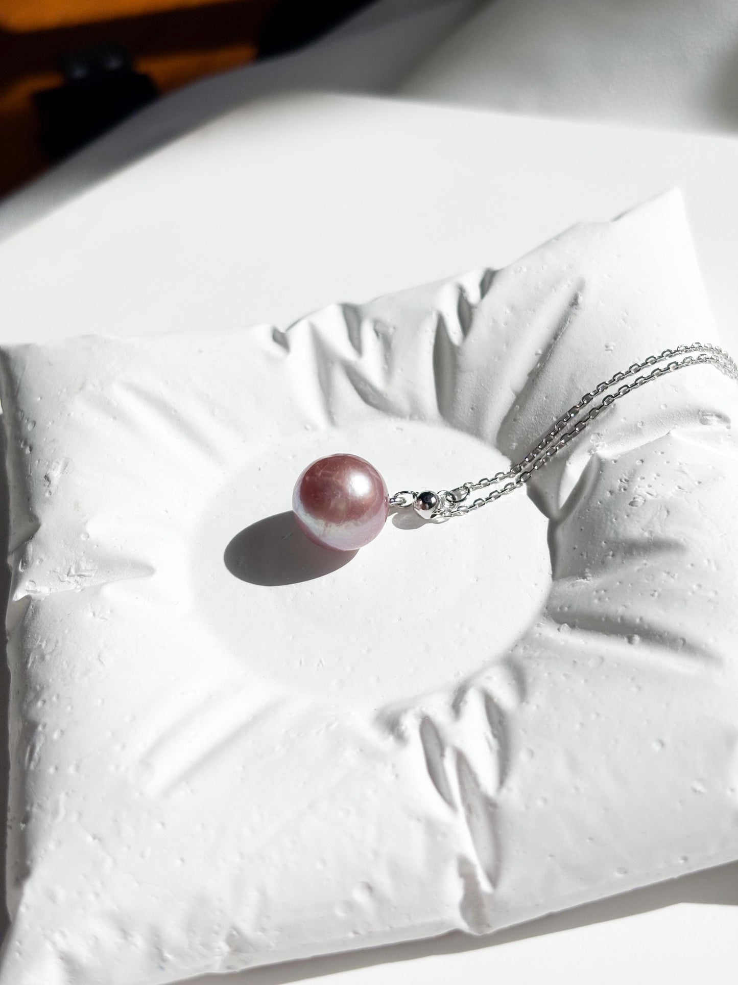 Classic Rose – Orchid Purple Freshwater Pearl Necklace (AAA Luster) 925 Sterling Silver