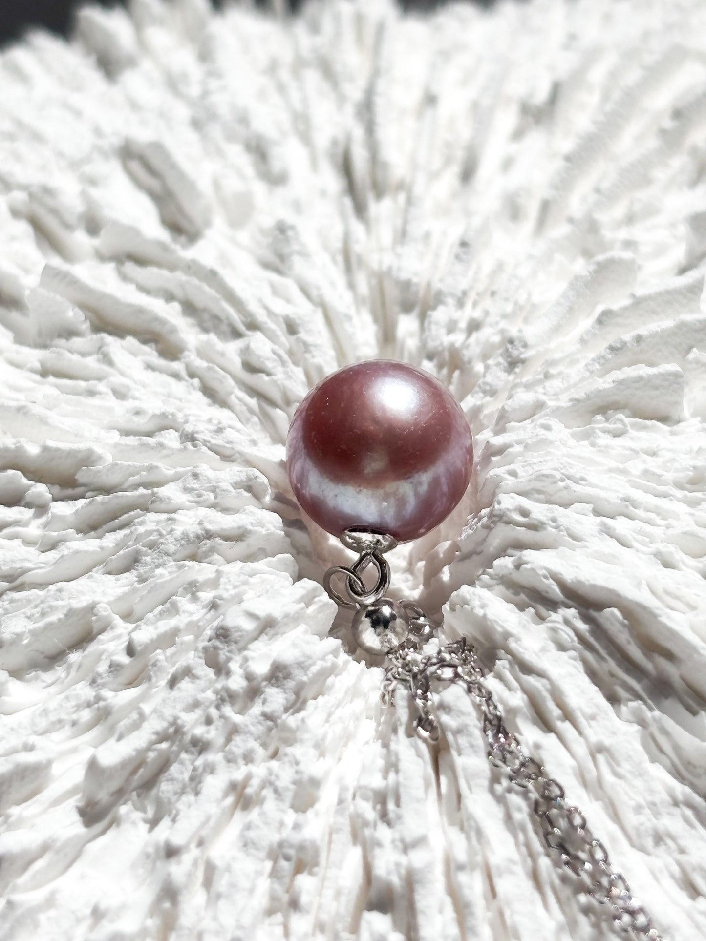Classic Rose – Orchid Purple Freshwater Pearl Necklace (AAA Luster) 925 Sterling Silver
