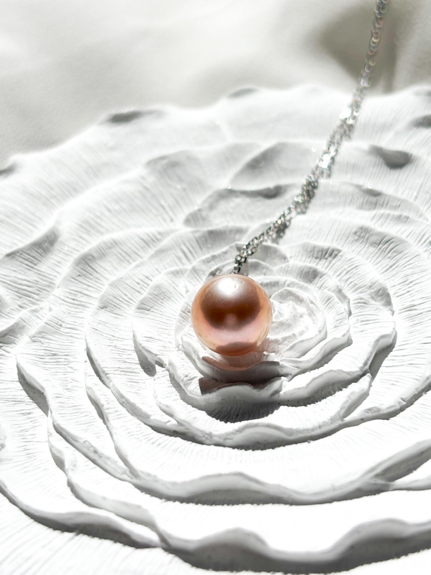 Golden Dawn – Melon-Hued Freshwater Pearl Y-Style Necklace (AAA Luster) 925 Sterling Silver