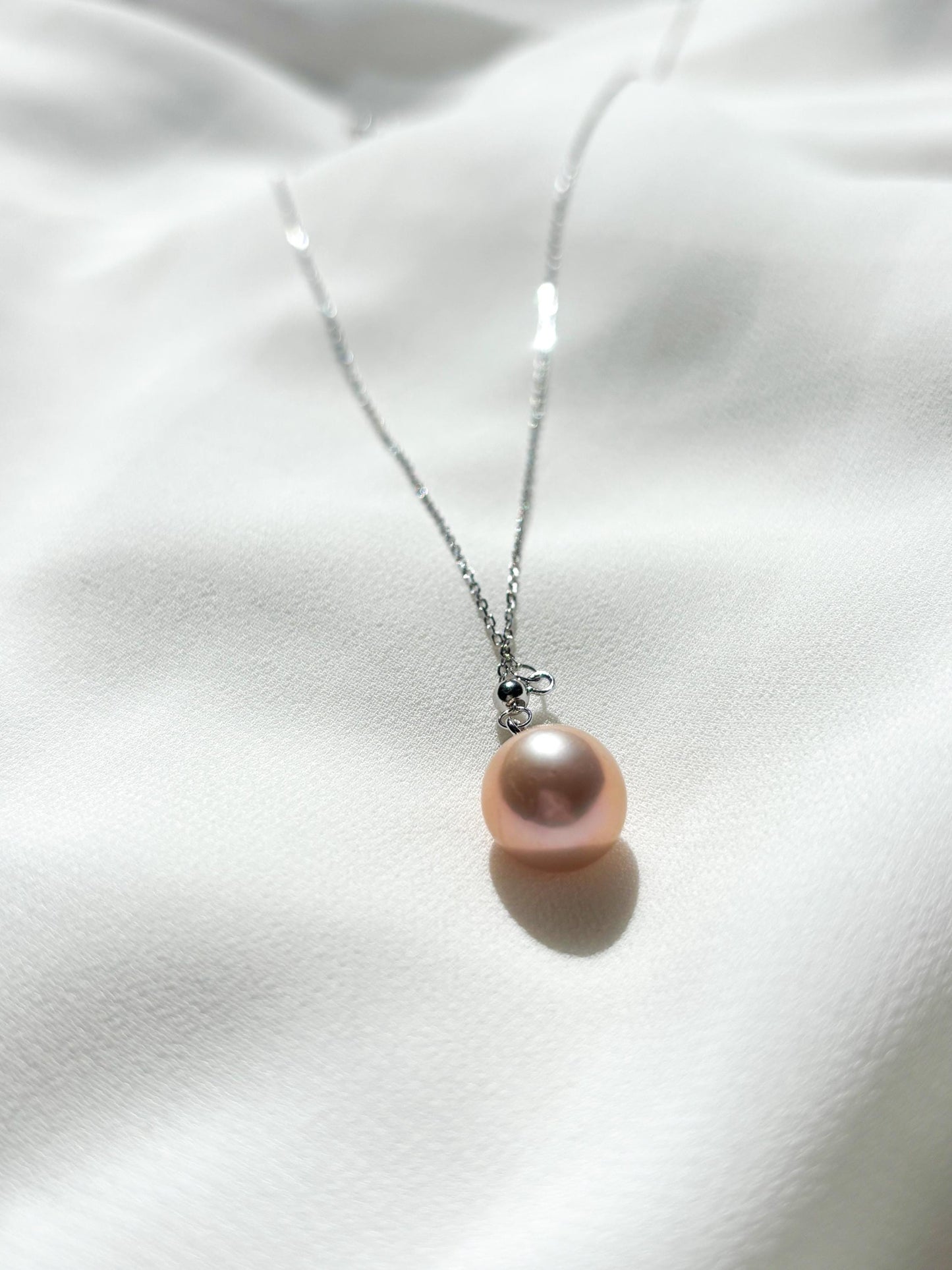 Golden Dawn – Melon-Hued Freshwater Pearl Y-Style Necklace (AAA Luster) 925 Sterling Silver