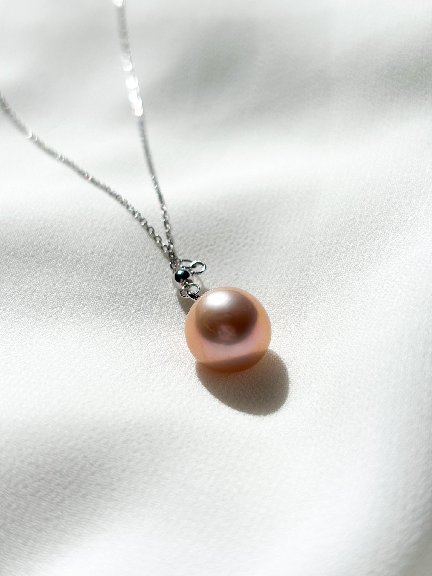 Golden Dawn – Melon-Hued Freshwater Pearl Y-Style Necklace (AAA Luster) 925 Sterling Silver