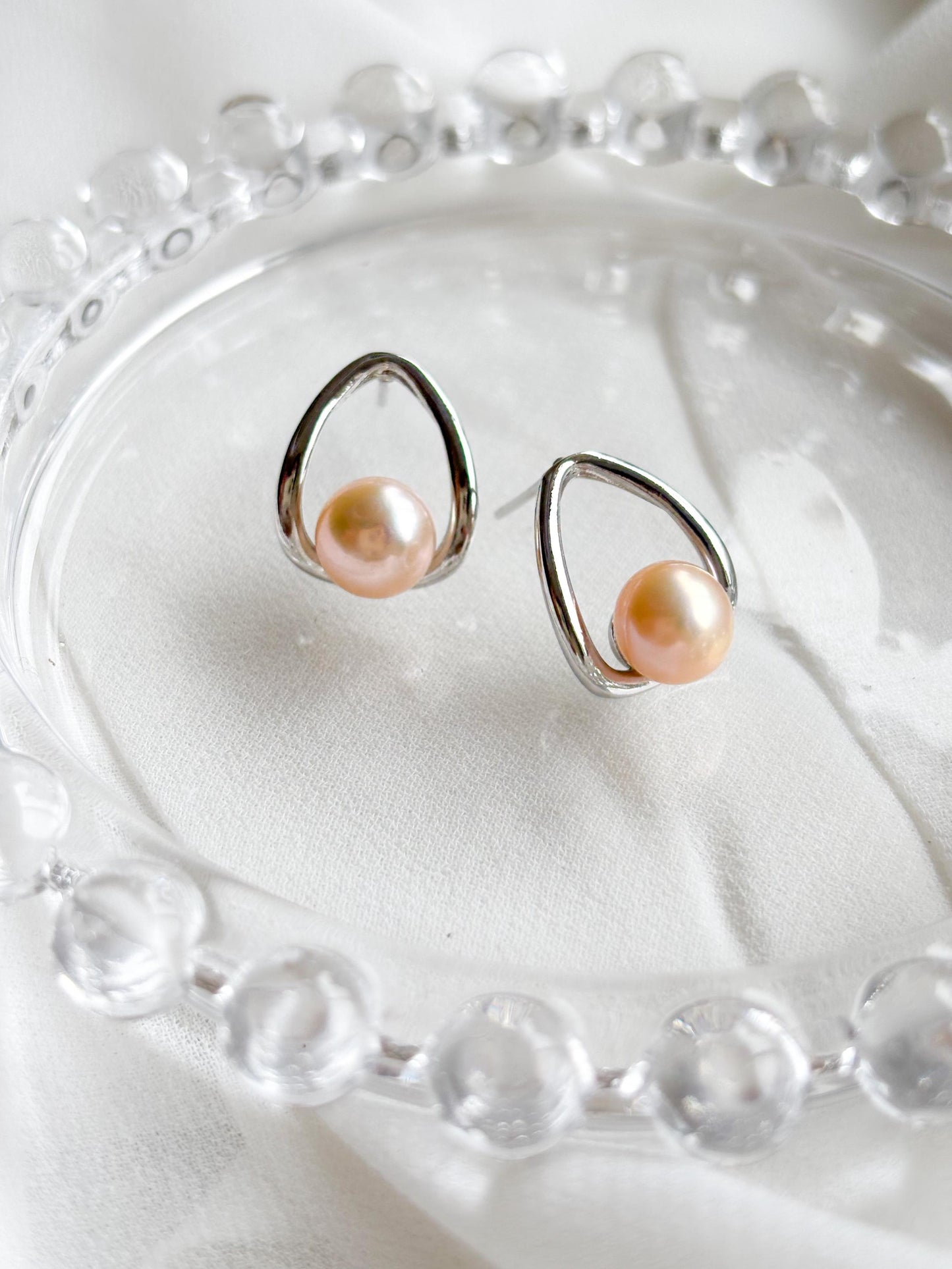 Modern Elegance Orange Freshwater Pearl Hoop Earrings