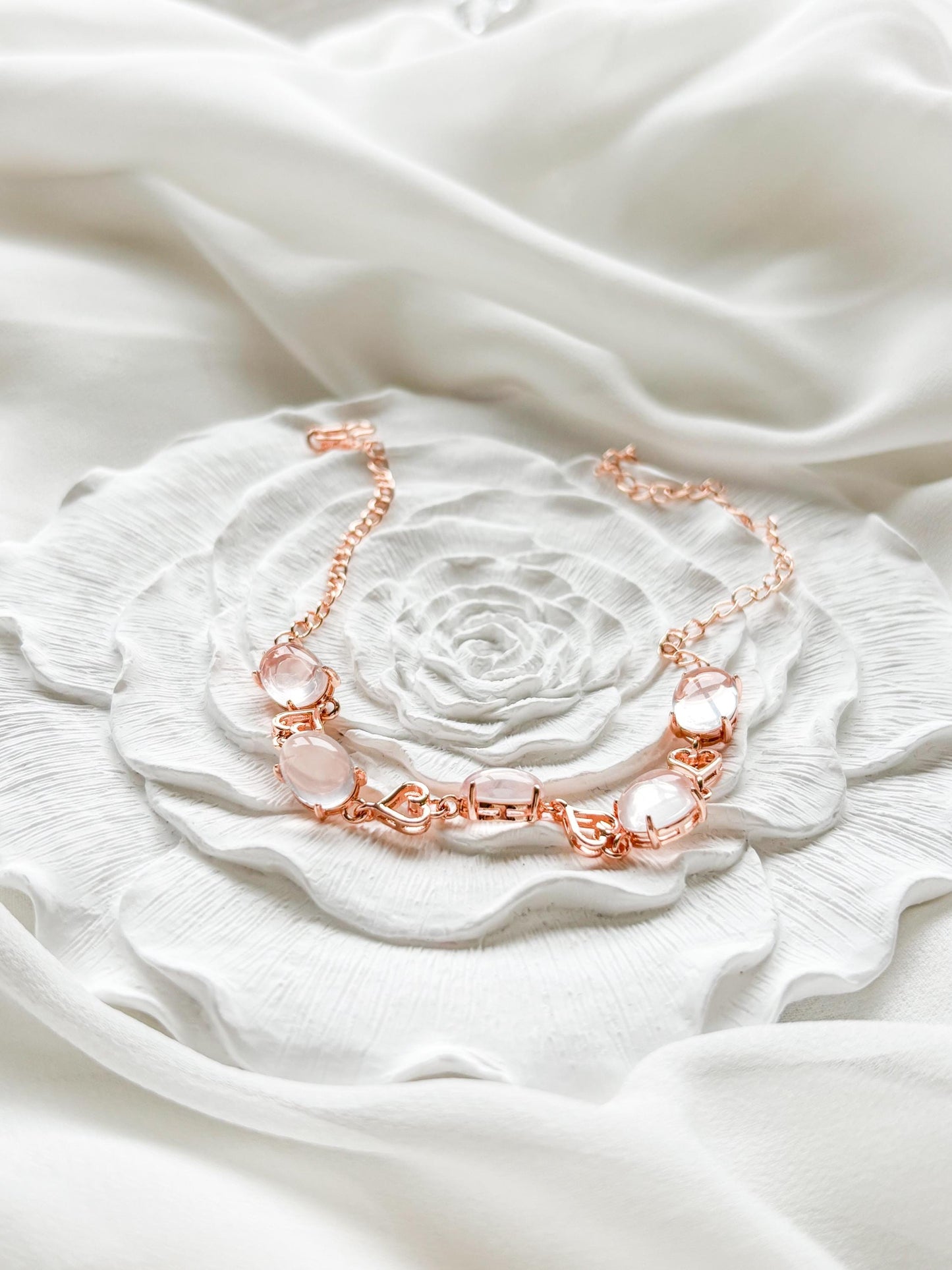 Rose Water Rose Quartz Bracelet – Rose Gold Plated